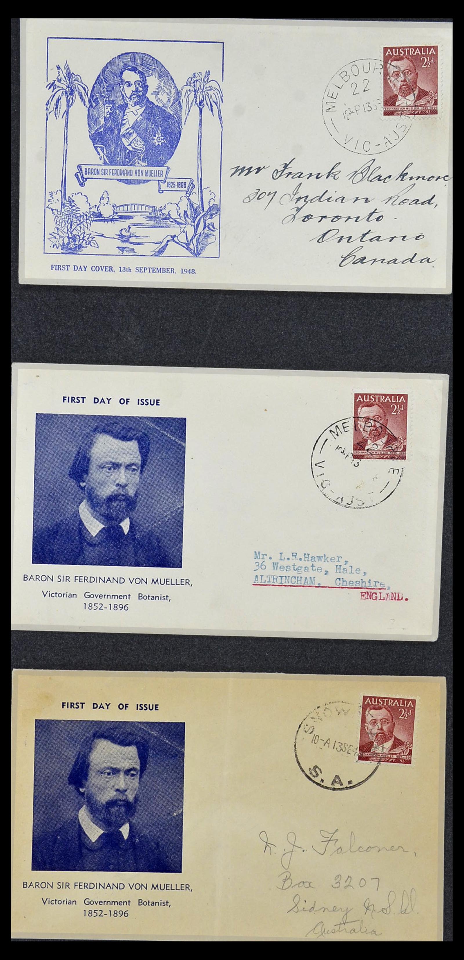 34118 044 - Postzegelverzameling 34118 Australië FDC's 1944-1952.