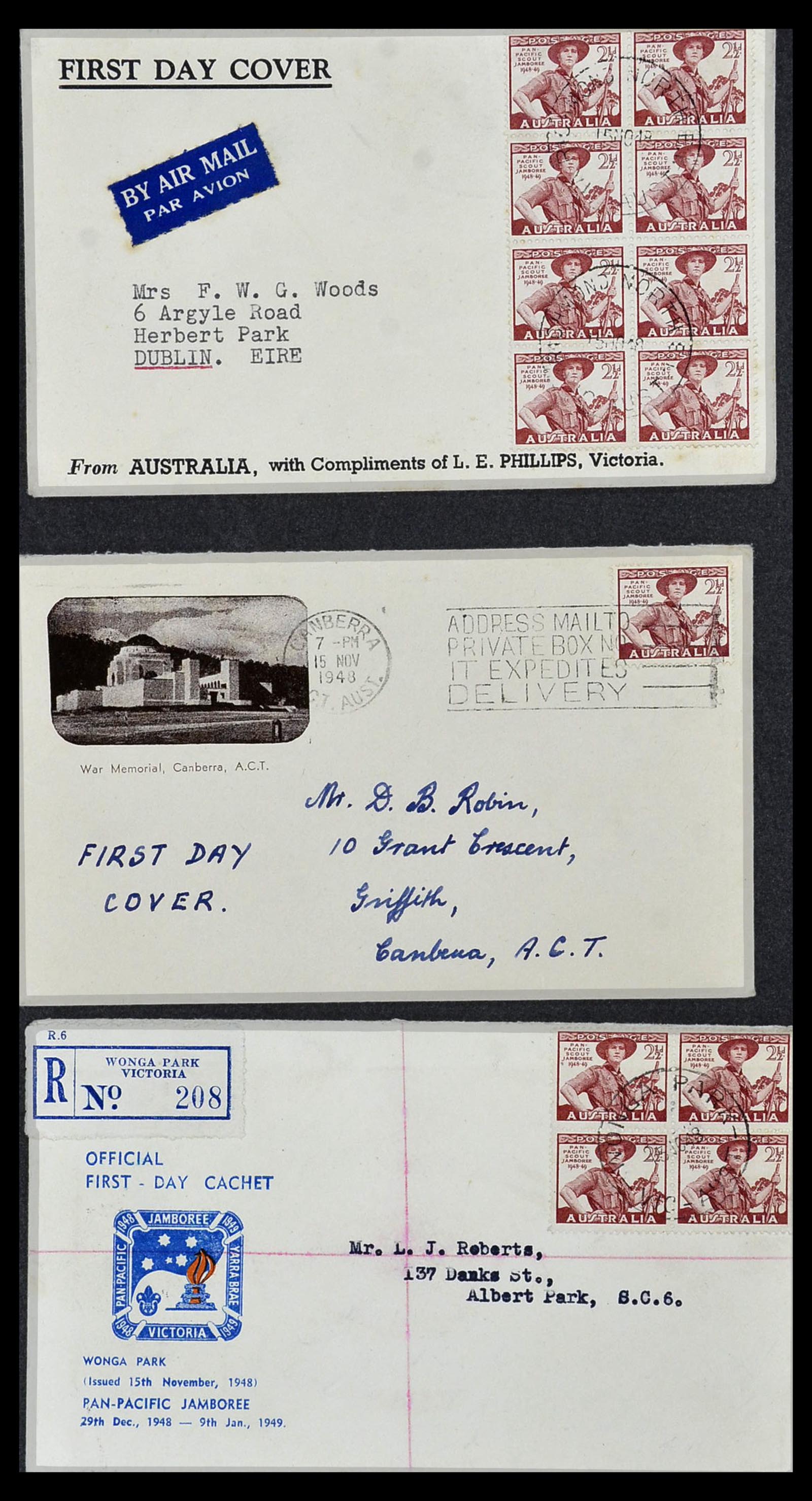 34118 045 - Postzegelverzameling 34118 Australië FDC's 1944-1952.