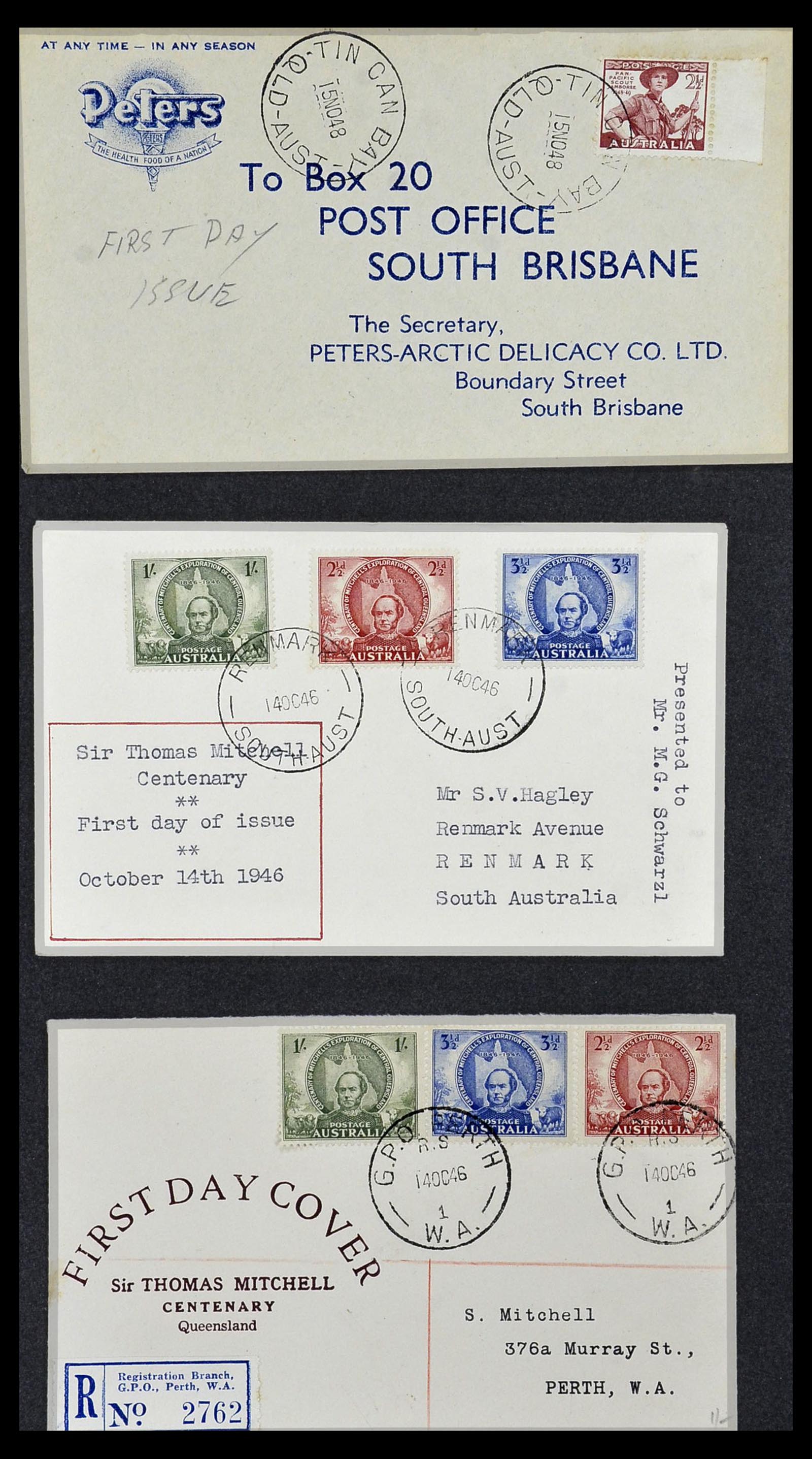 34118 047 - Postzegelverzameling 34118 Australië FDC's 1944-1952.