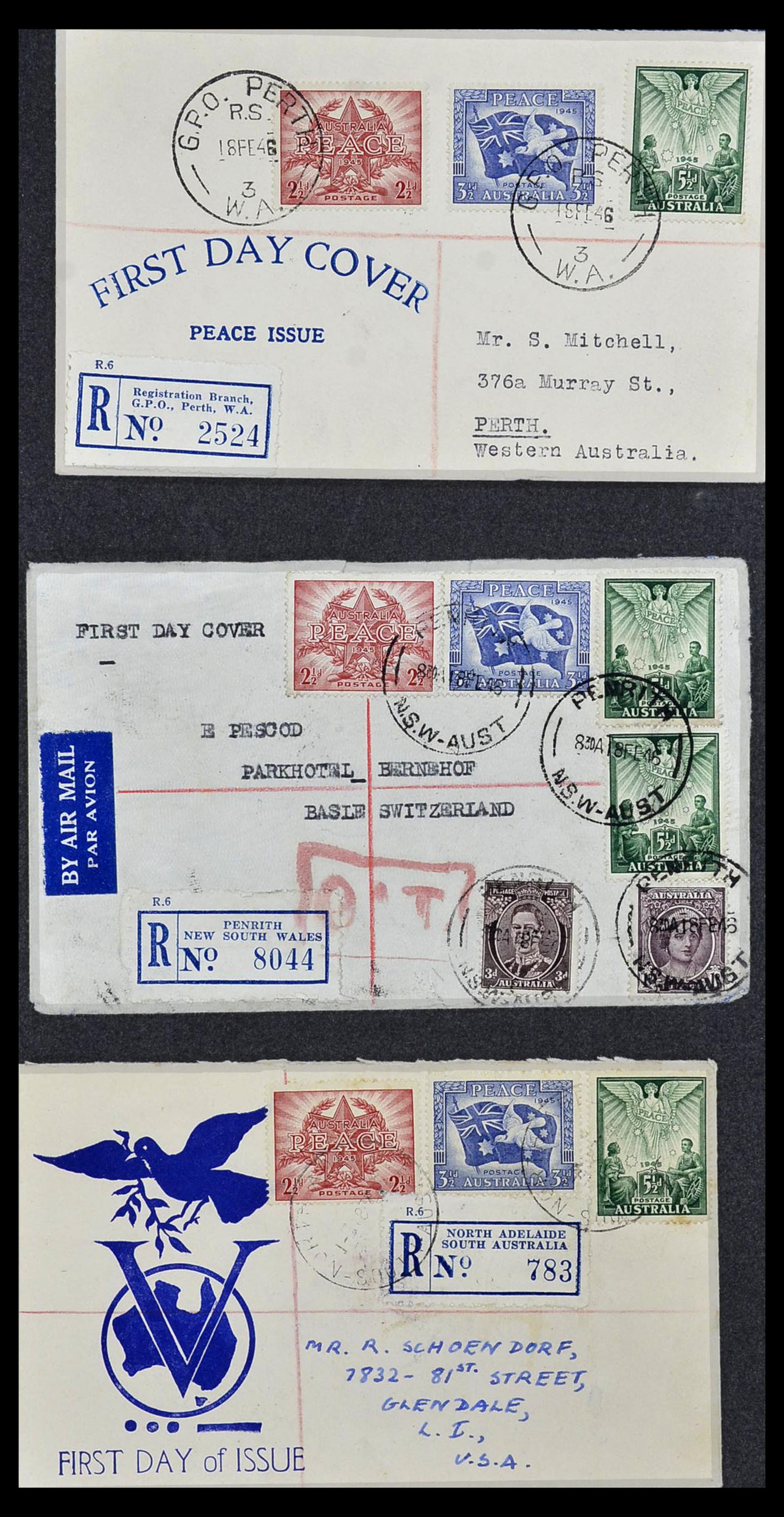 34118 048 - Postzegelverzameling 34118 Australië FDC's 1944-1952.