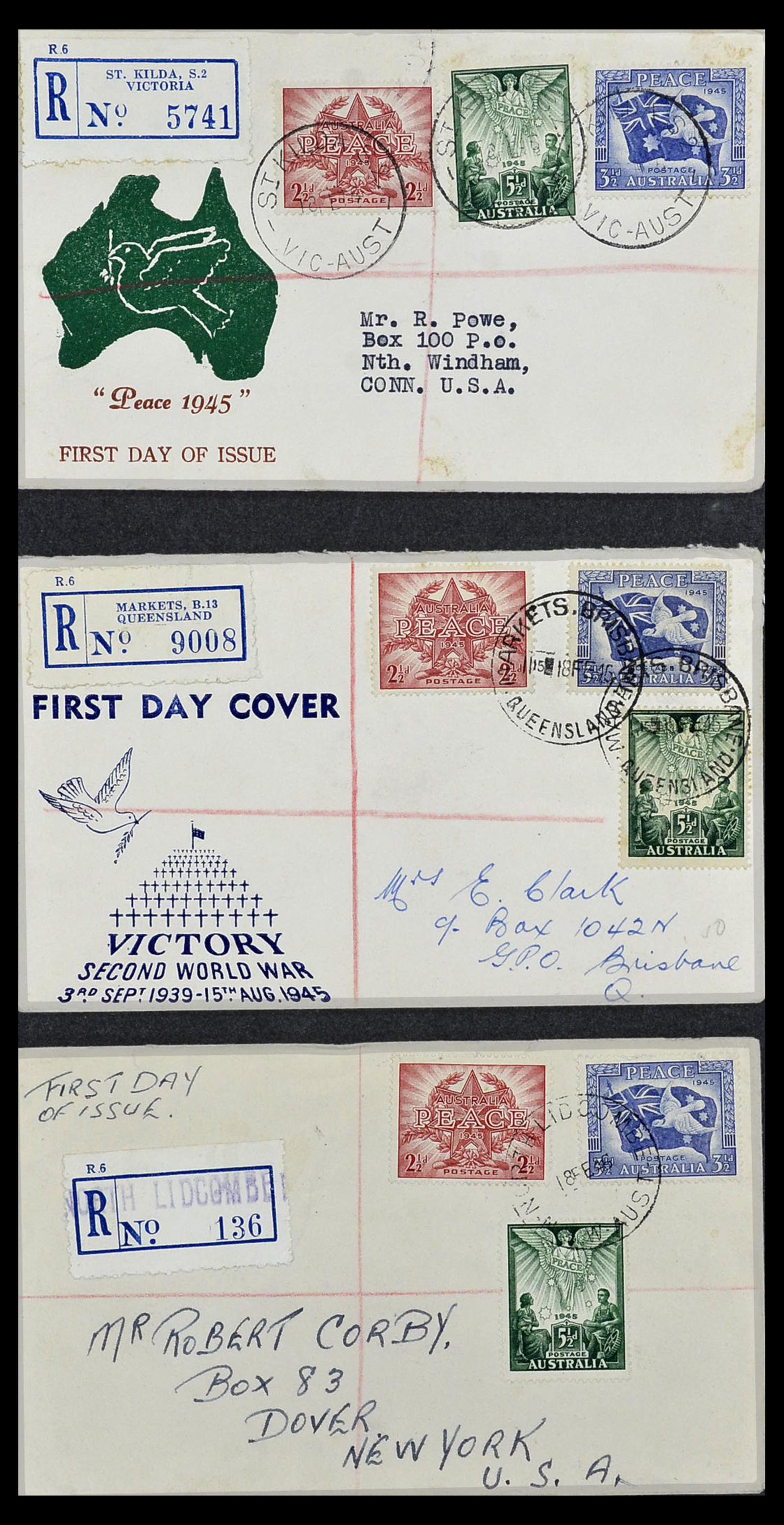 34118 049 - Postzegelverzameling 34118 Australië FDC's 1944-1952.