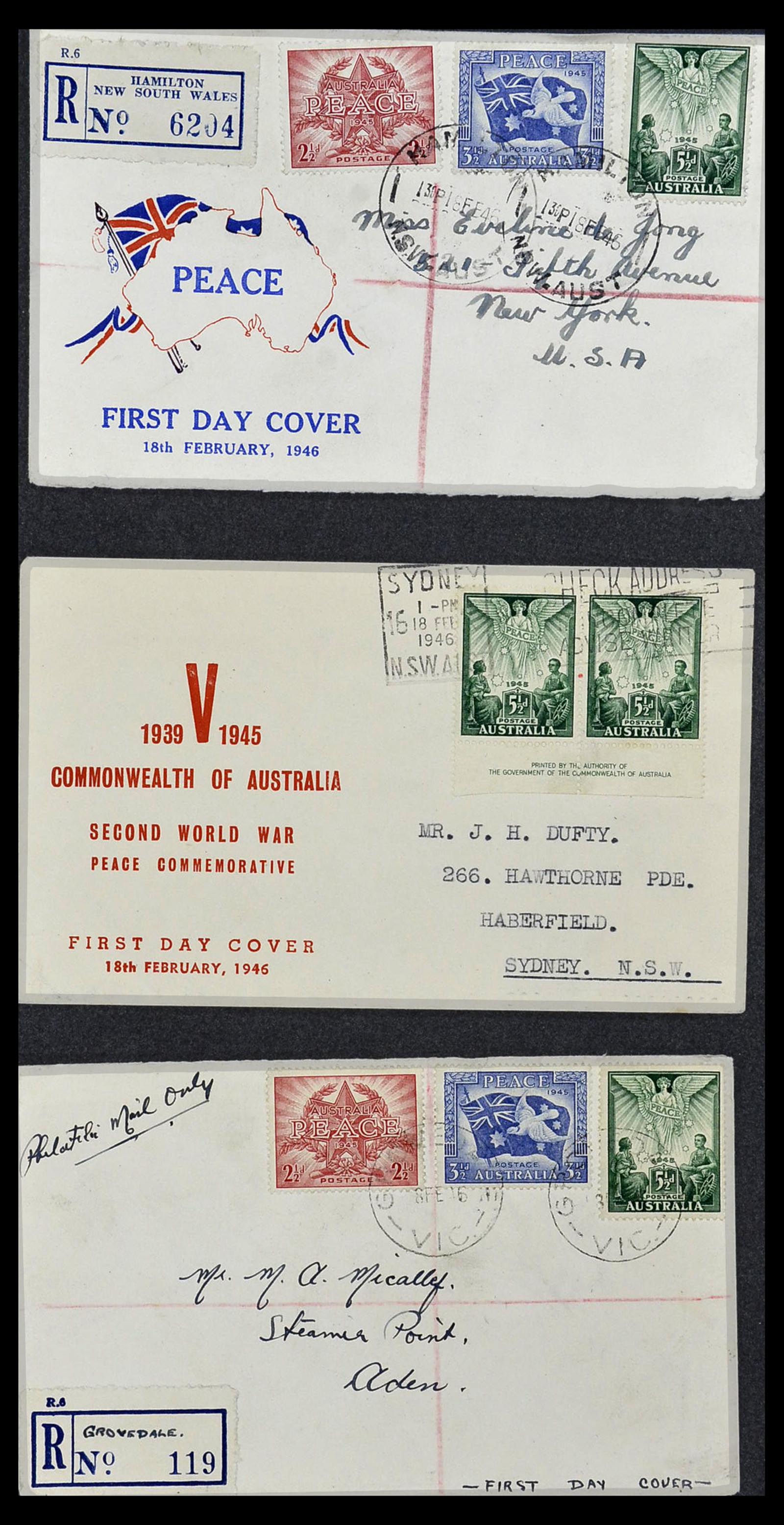 34118 050 - Postzegelverzameling 34118 Australië FDC's 1944-1952.