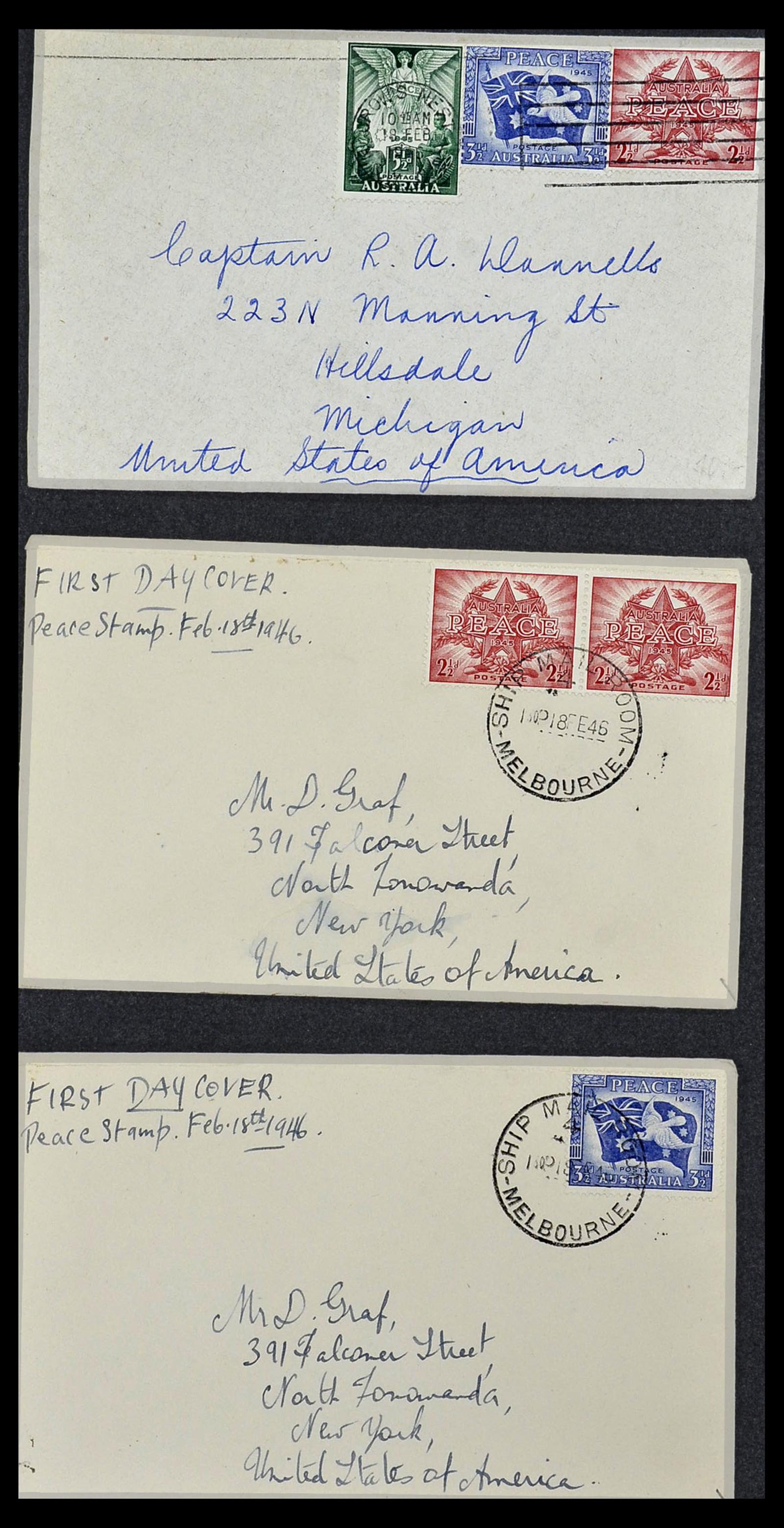 34118 051 - Postzegelverzameling 34118 Australië FDC's 1944-1952.