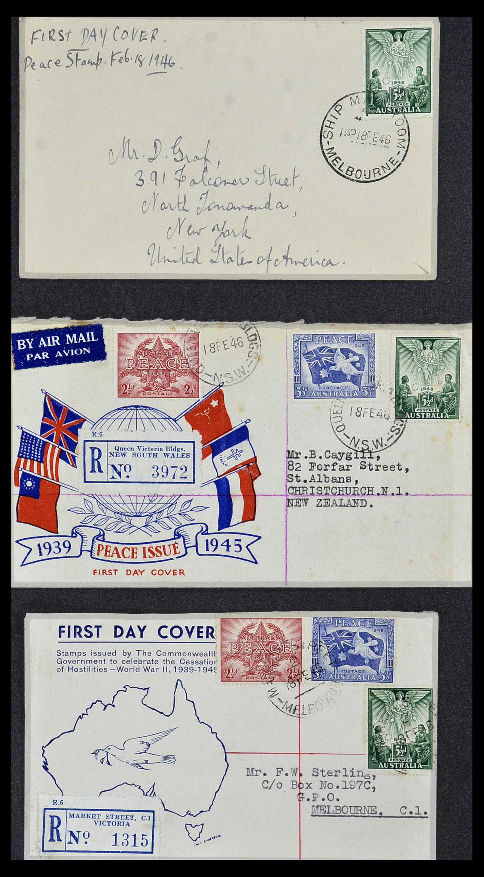 34118 052 - Postzegelverzameling 34118 Australië FDC's 1944-1952.