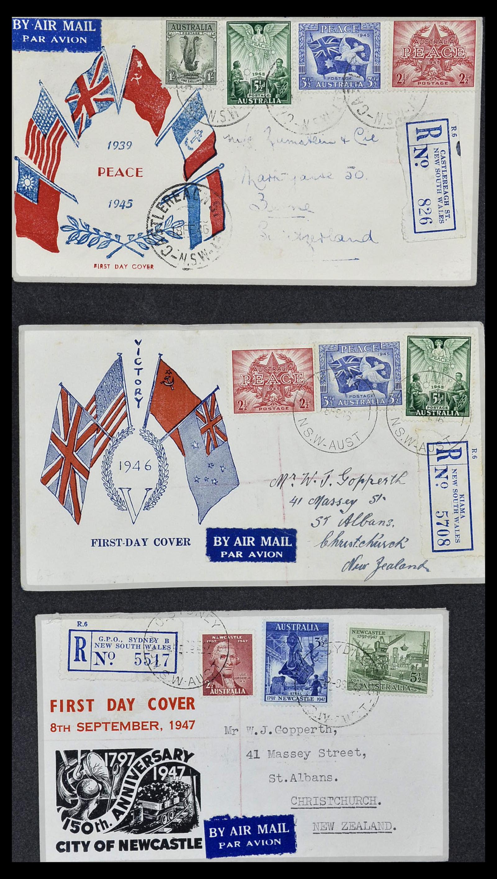 34118 053 - Postzegelverzameling 34118 Australië FDC's 1944-1952.