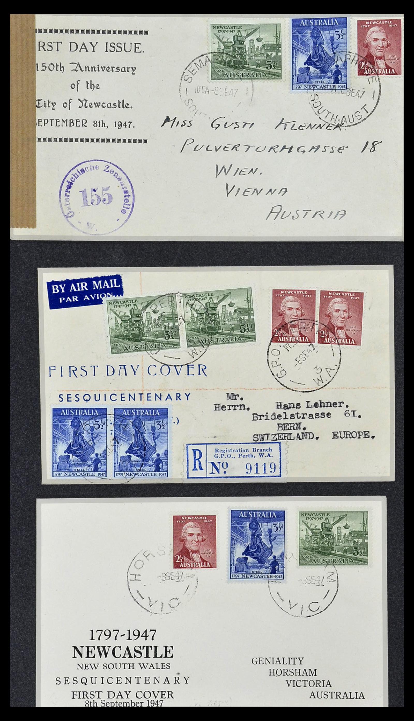 34118 054 - Postzegelverzameling 34118 Australië FDC's 1944-1952.