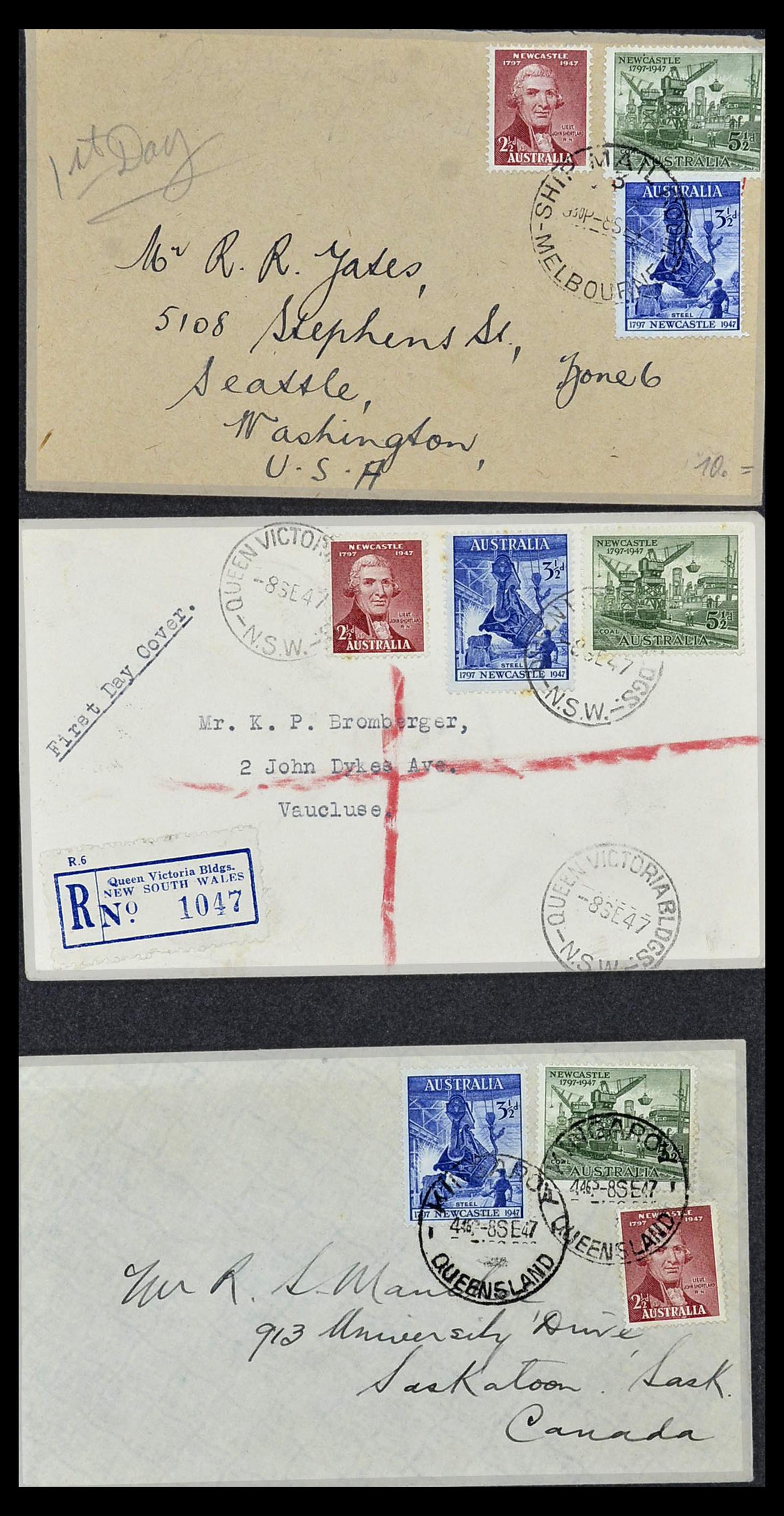 34118 055 - Postzegelverzameling 34118 Australië FDC's 1944-1952.