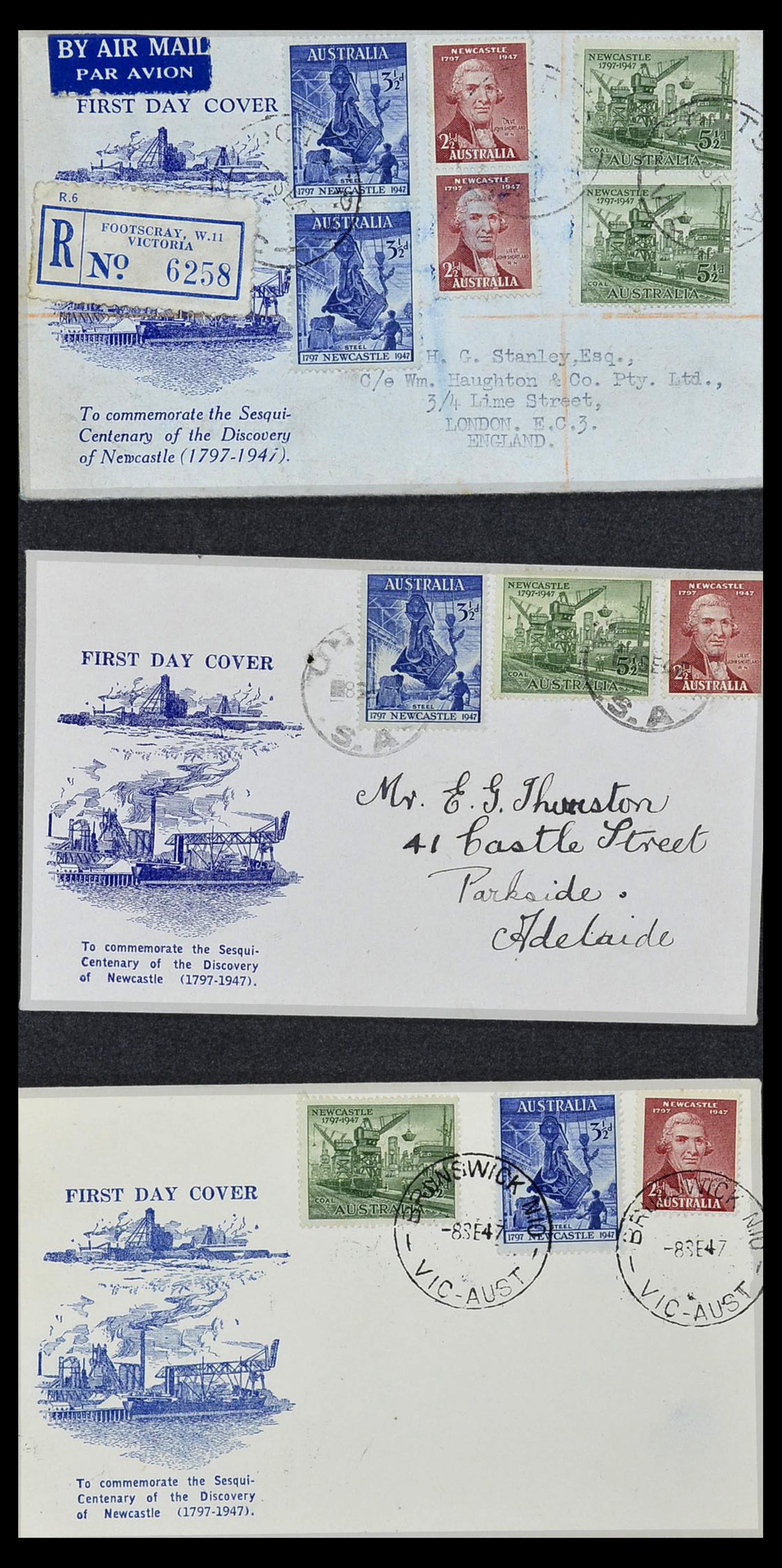 34118 057 - Postzegelverzameling 34118 Australië FDC's 1944-1952.