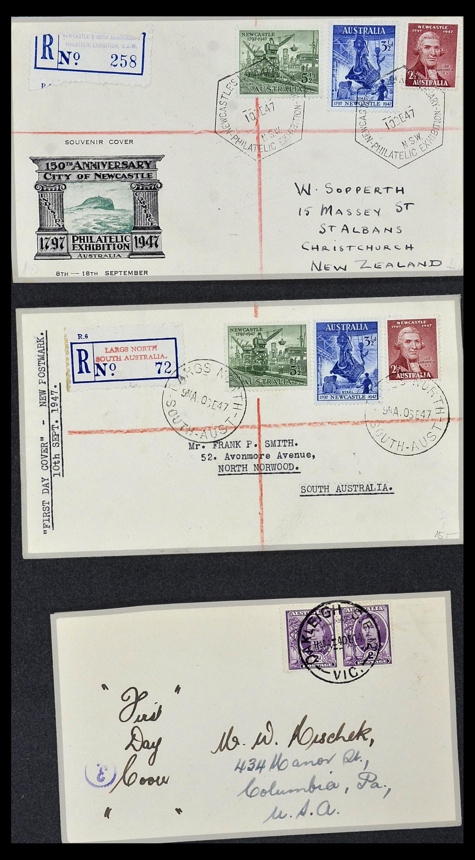 34118 060 - Postzegelverzameling 34118 Australië FDC's 1944-1952.