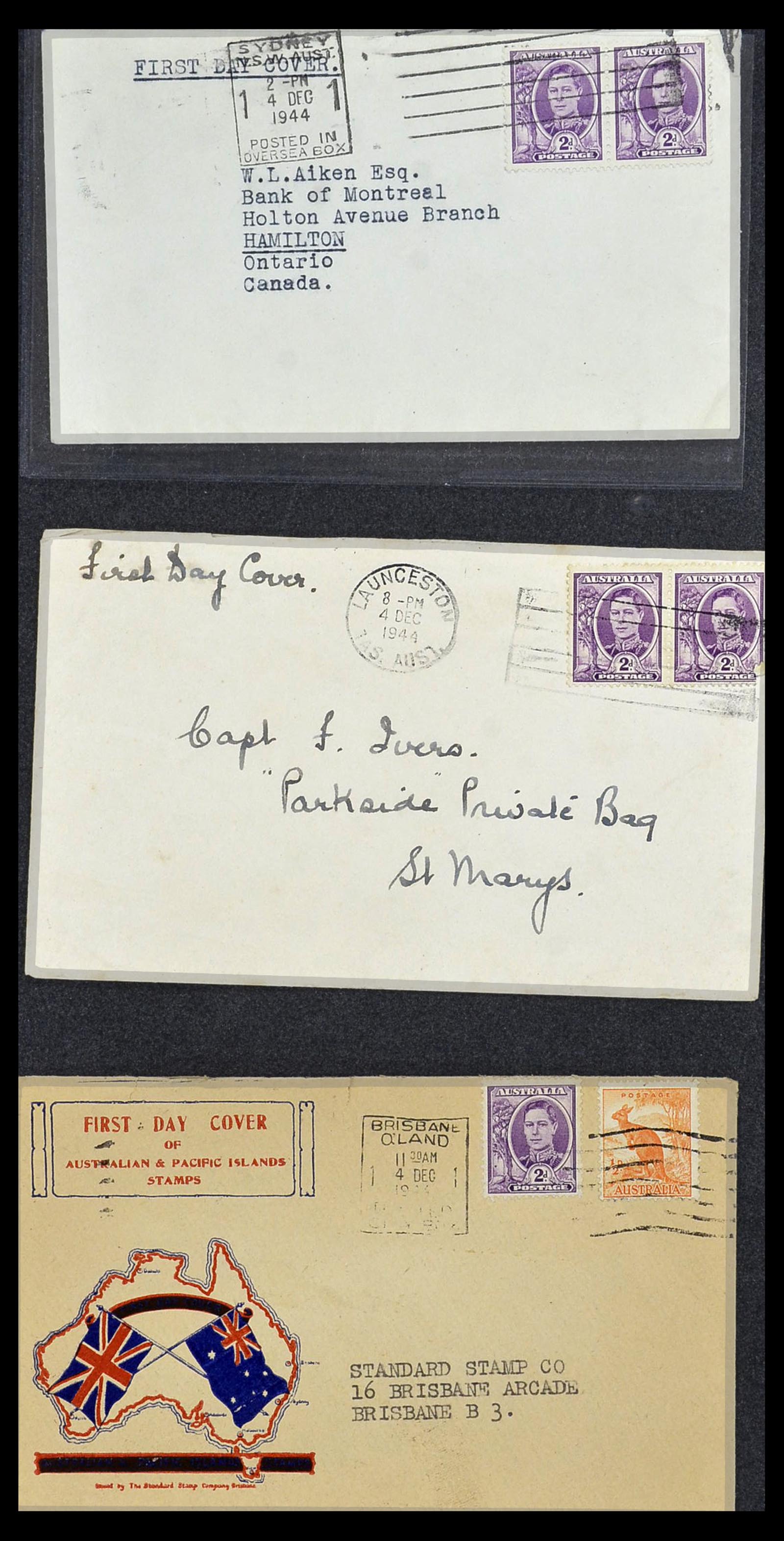 34118 061 - Postzegelverzameling 34118 Australië FDC's 1944-1952.