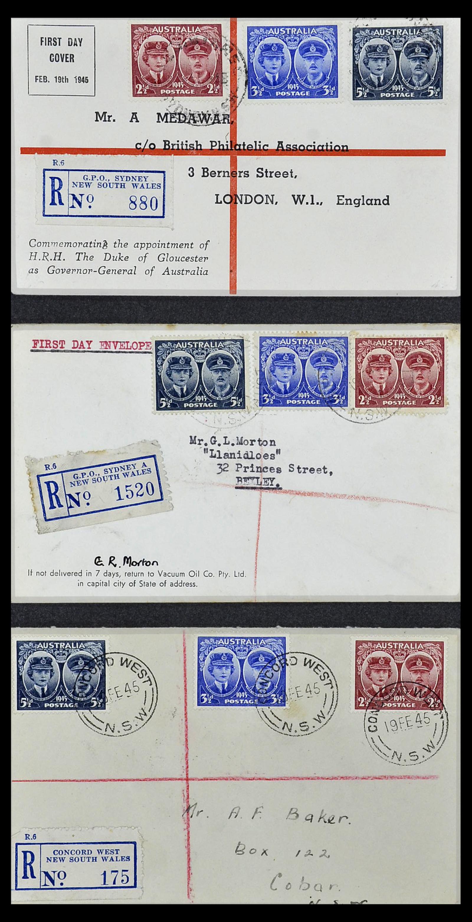 34118 062 - Postzegelverzameling 34118 Australië FDC's 1944-1952.