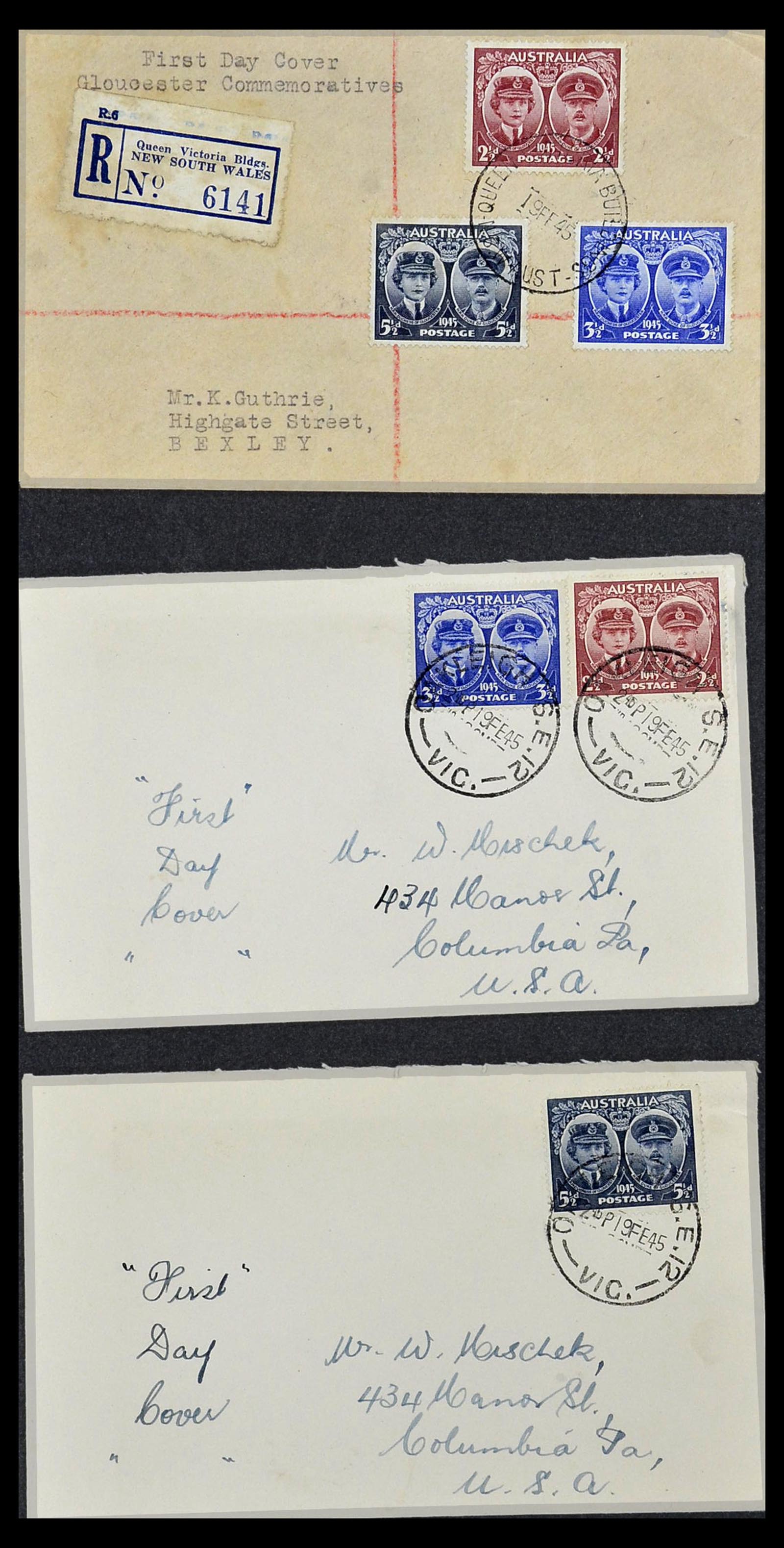 34118 063 - Postzegelverzameling 34118 Australië FDC's 1944-1952.