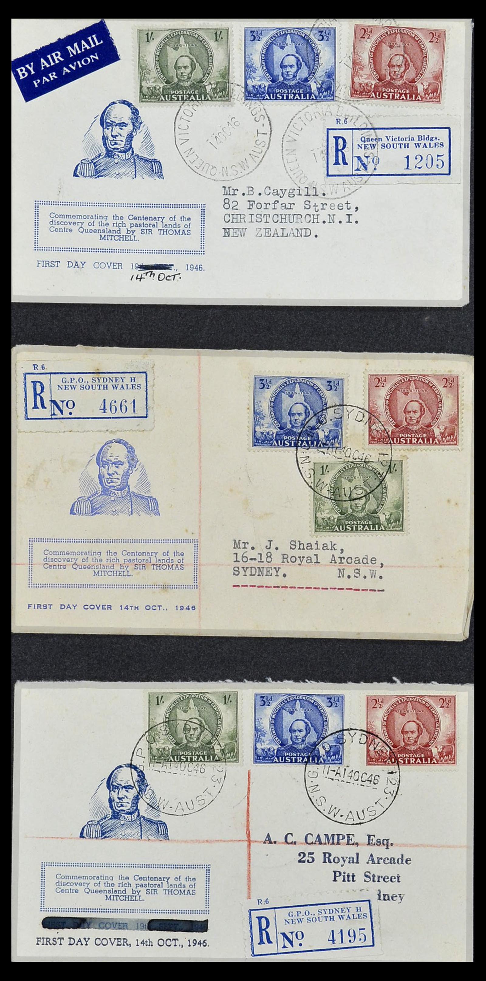 34118 066 - Postzegelverzameling 34118 Australië FDC's 1944-1952.