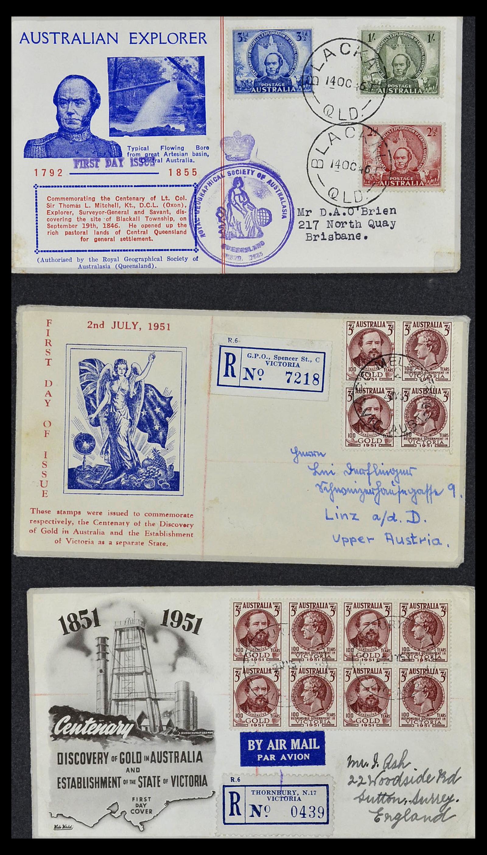34118 068 - Postzegelverzameling 34118 Australië FDC's 1944-1952.