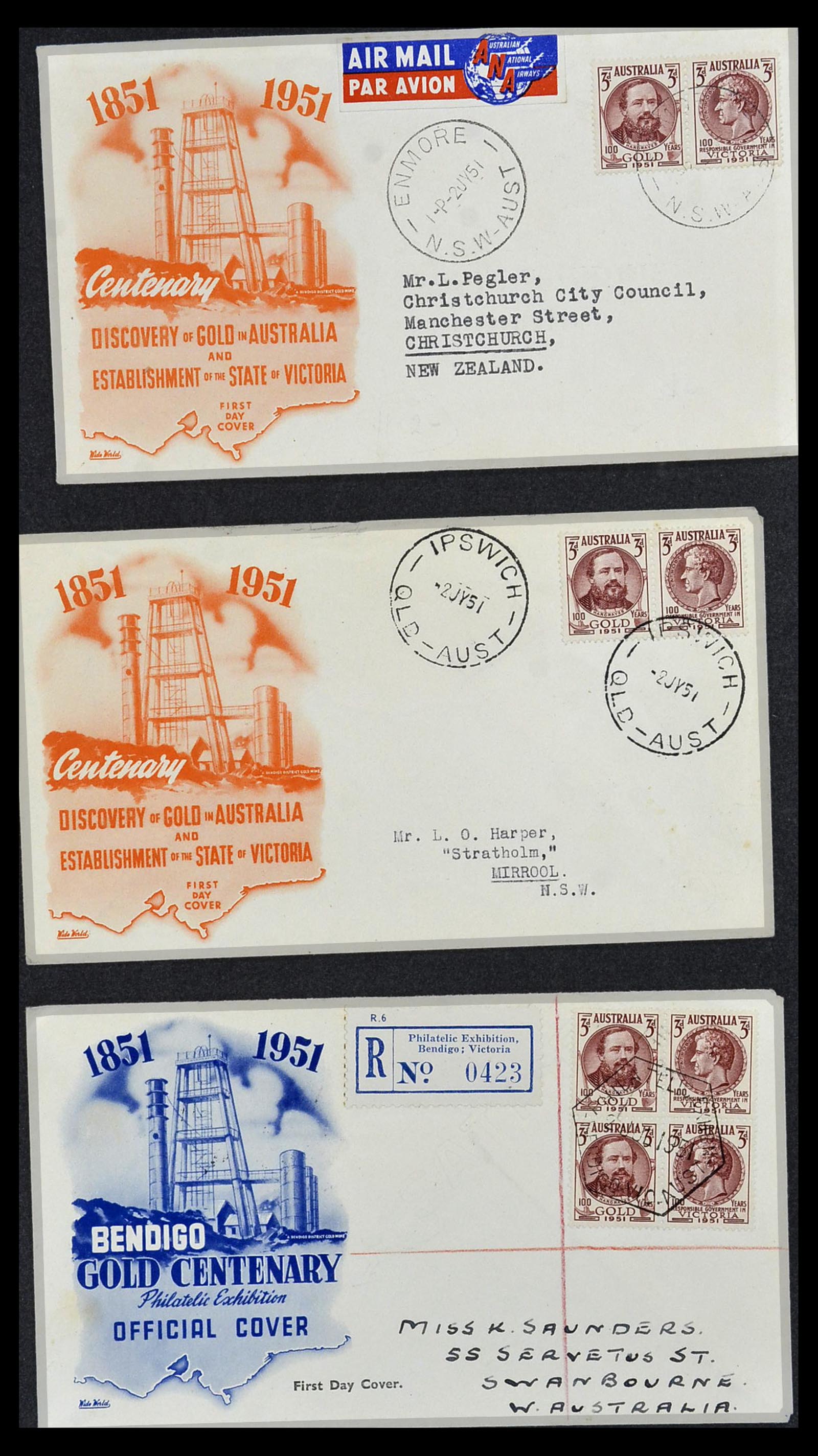 34118 069 - Postzegelverzameling 34118 Australië FDC's 1944-1952.