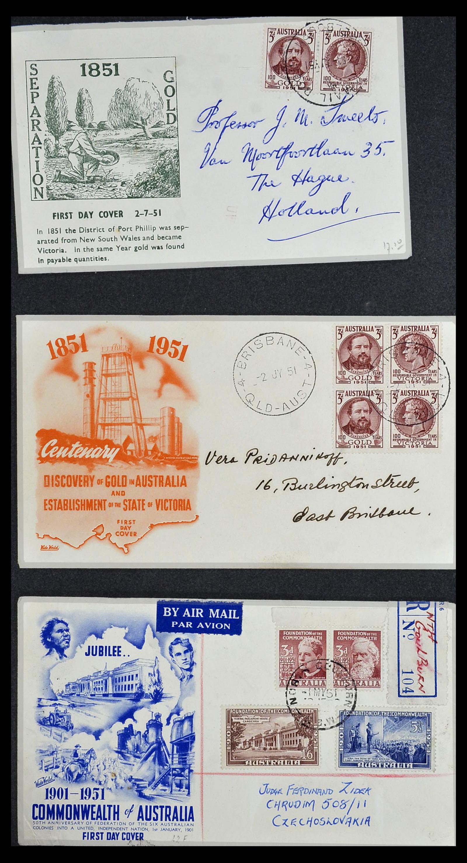 34118 070 - Postzegelverzameling 34118 Australië FDC's 1944-1952.