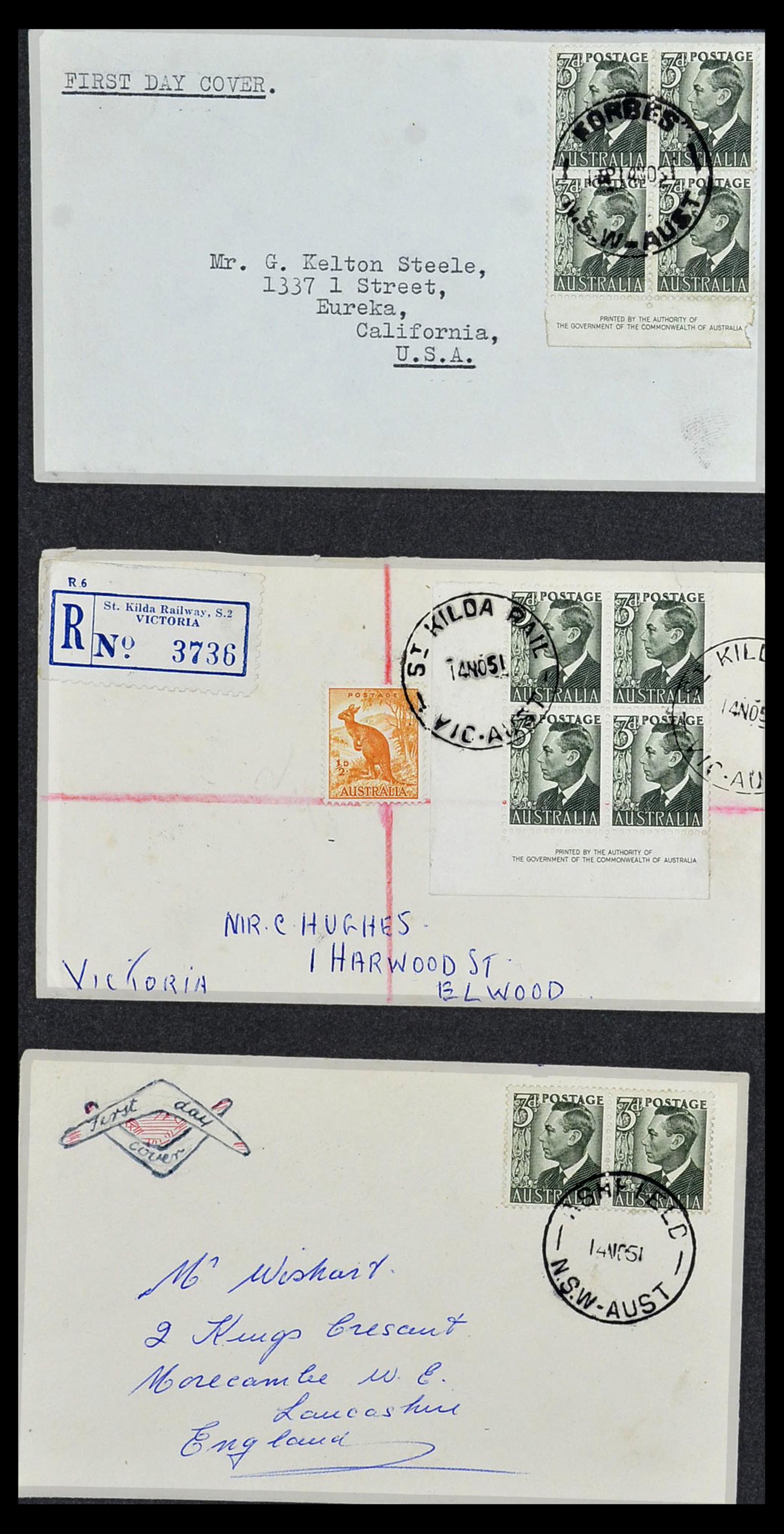 34118 073 - Postzegelverzameling 34118 Australië FDC's 1944-1952.