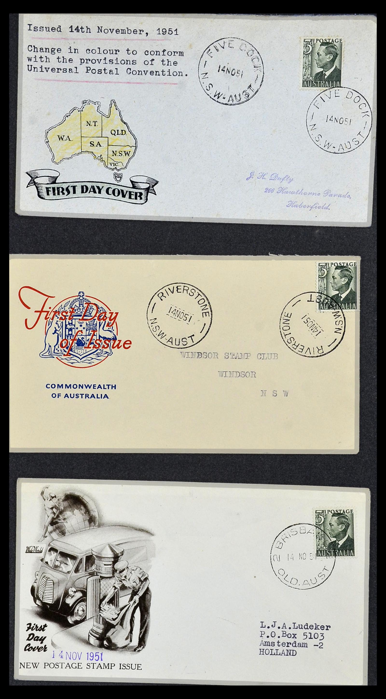 34118 074 - Postzegelverzameling 34118 Australië FDC's 1944-1952.
