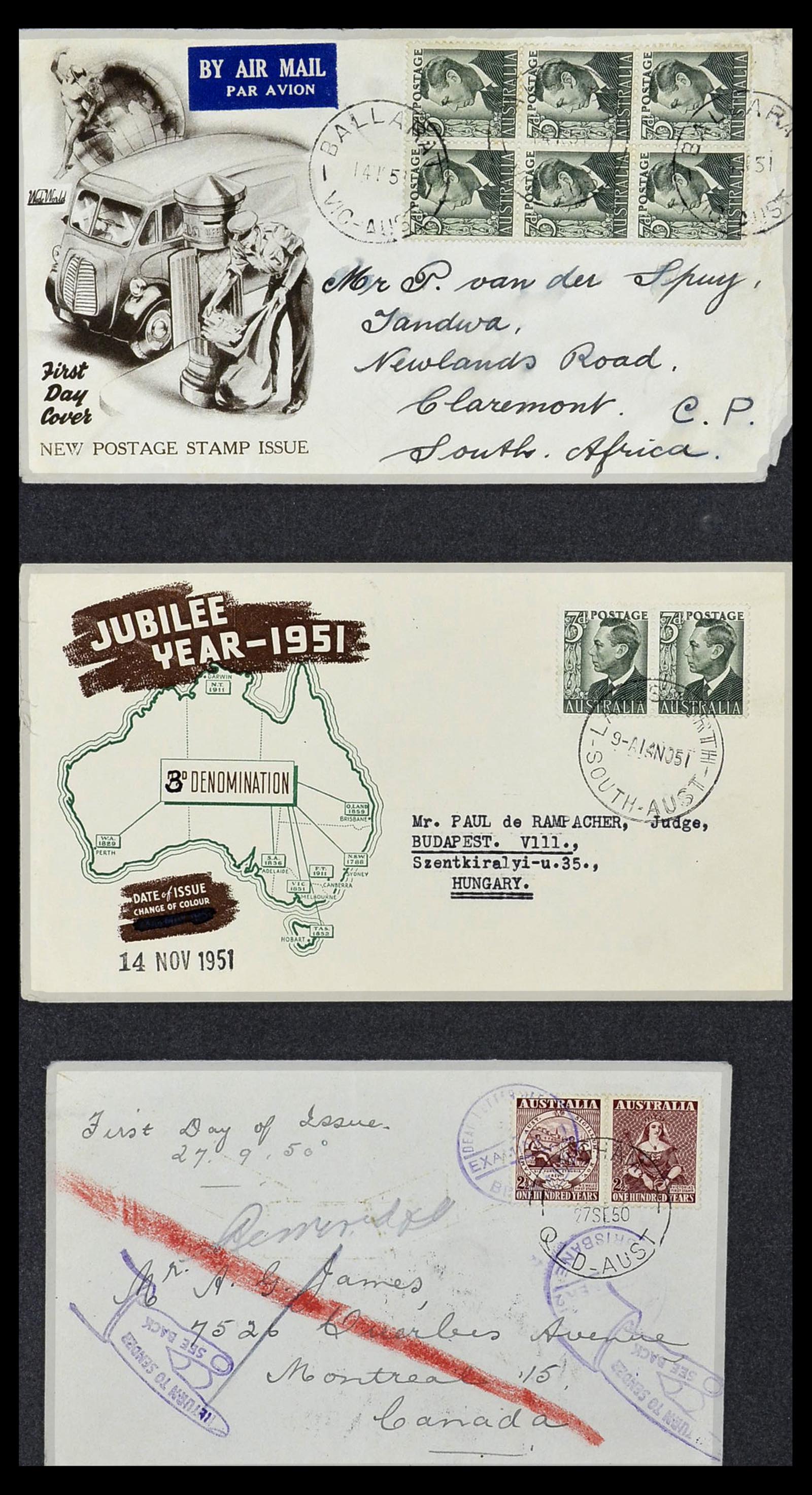 34118 075 - Postzegelverzameling 34118 Australië FDC's 1944-1952.