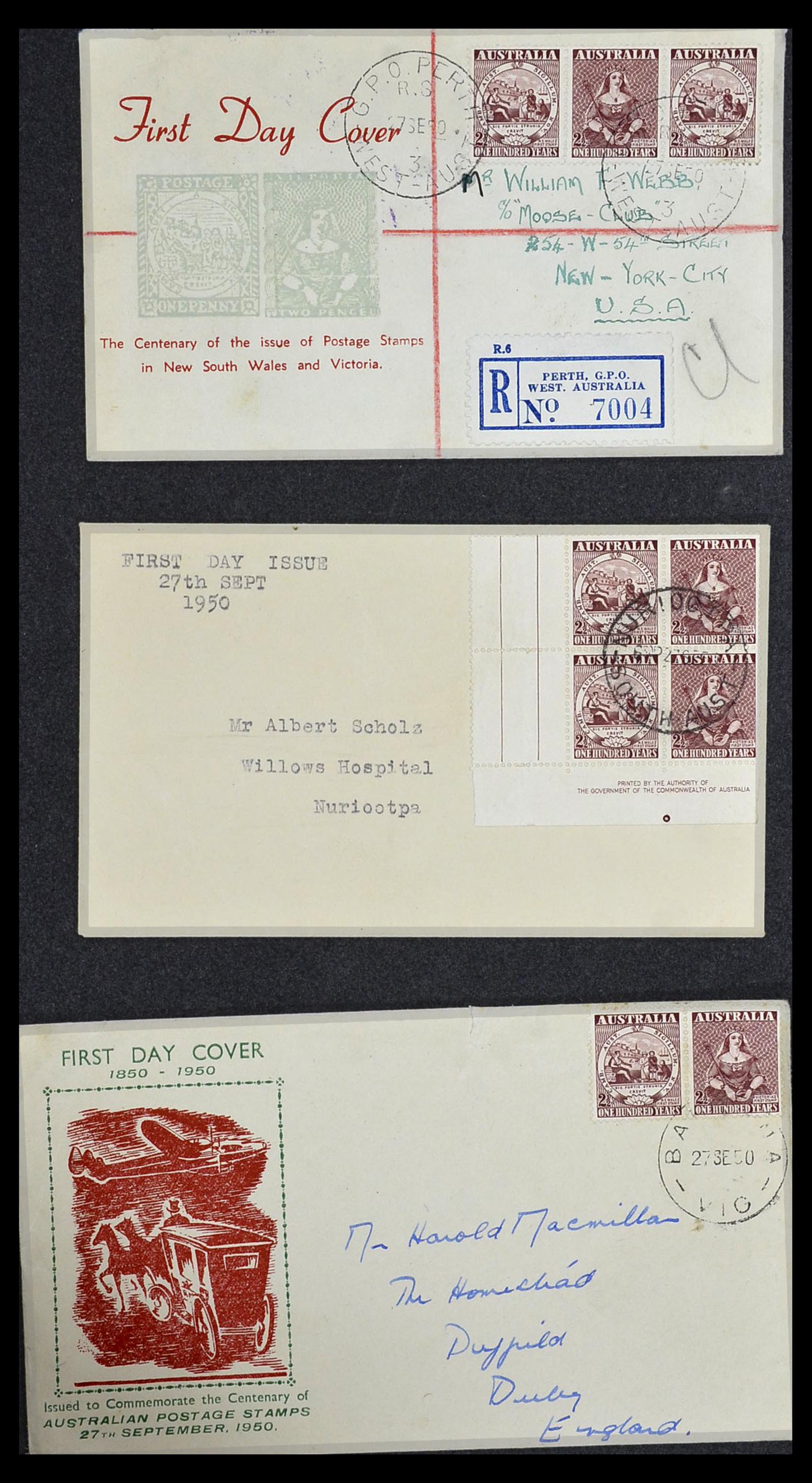 34118 076 - Postzegelverzameling 34118 Australië FDC's 1944-1952.