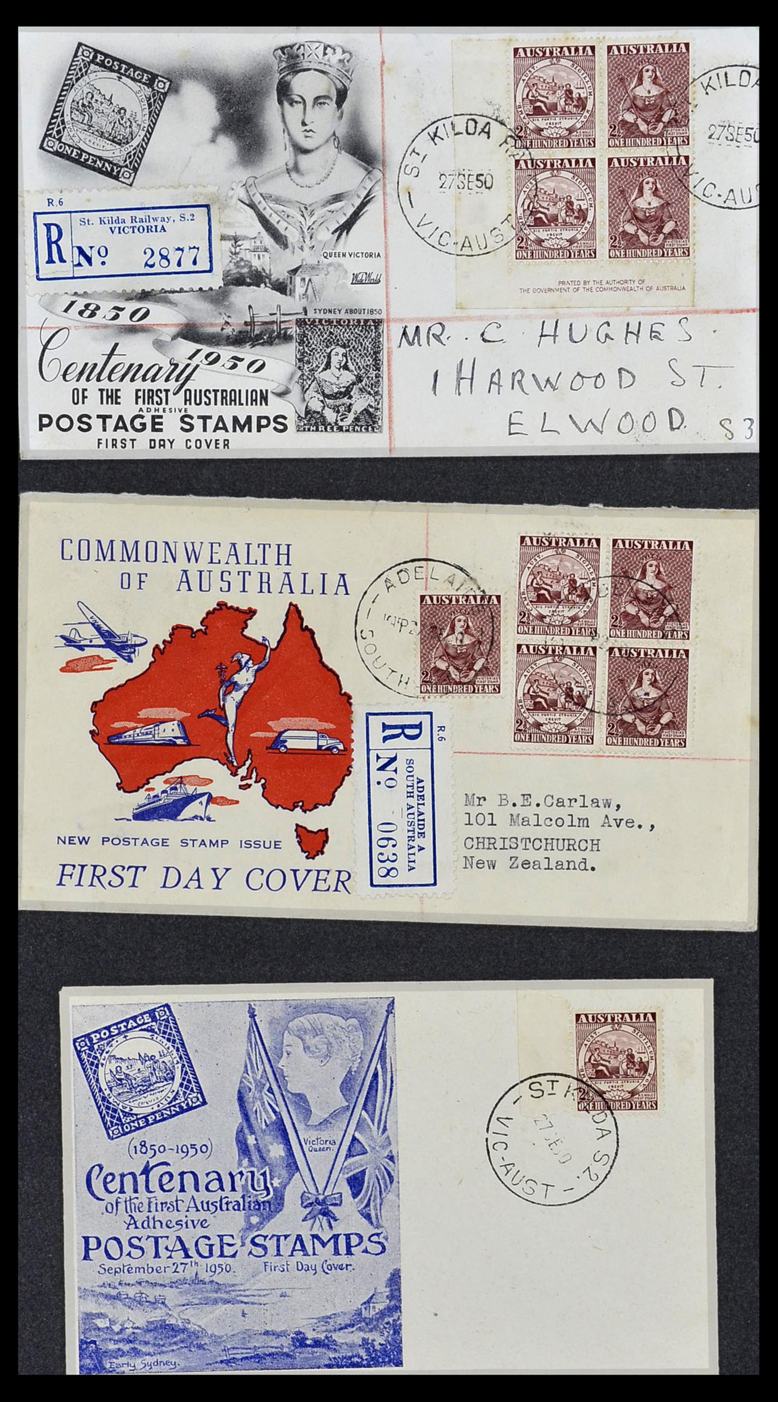 34118 077 - Postzegelverzameling 34118 Australië FDC's 1944-1952.