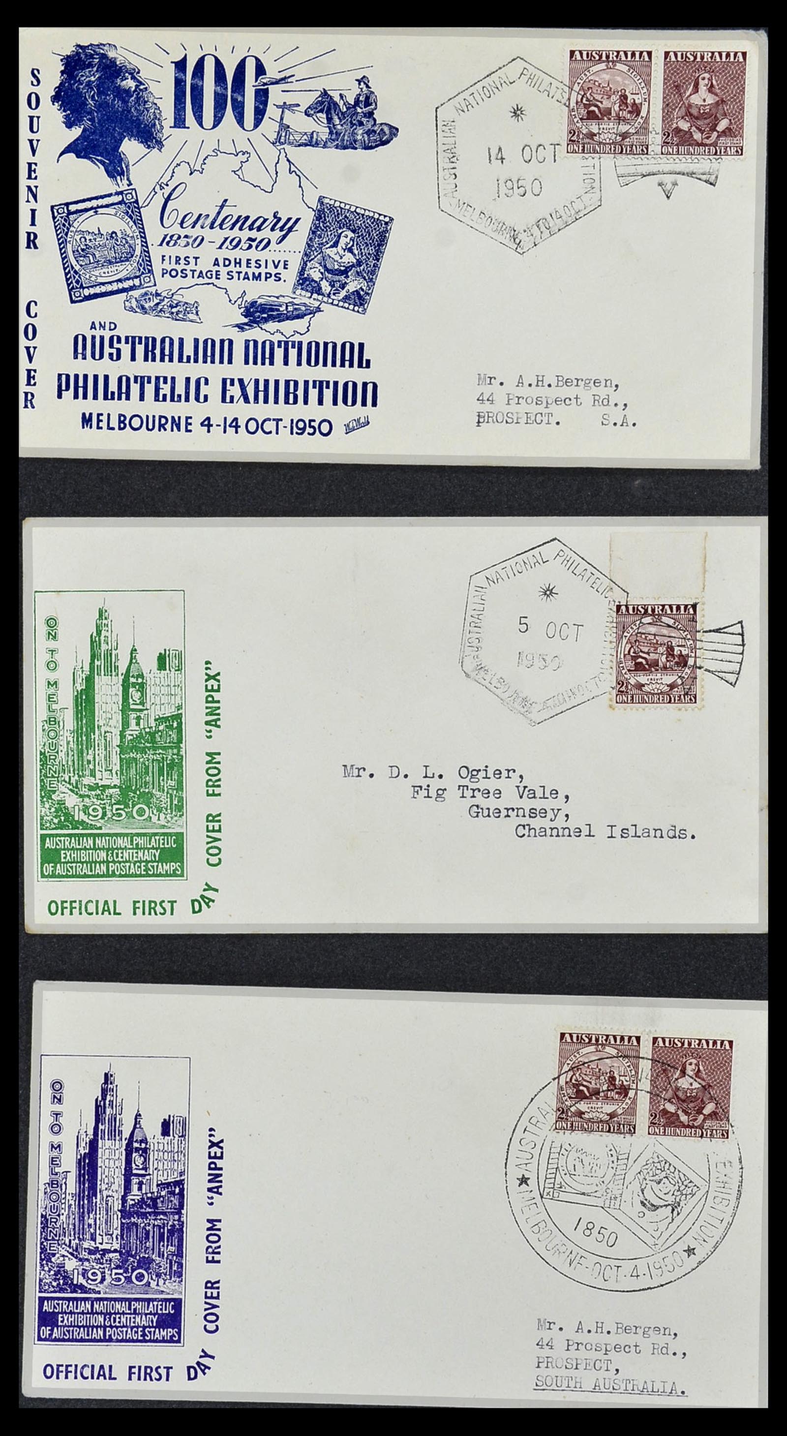 34118 080 - Postzegelverzameling 34118 Australië FDC's 1944-1952.