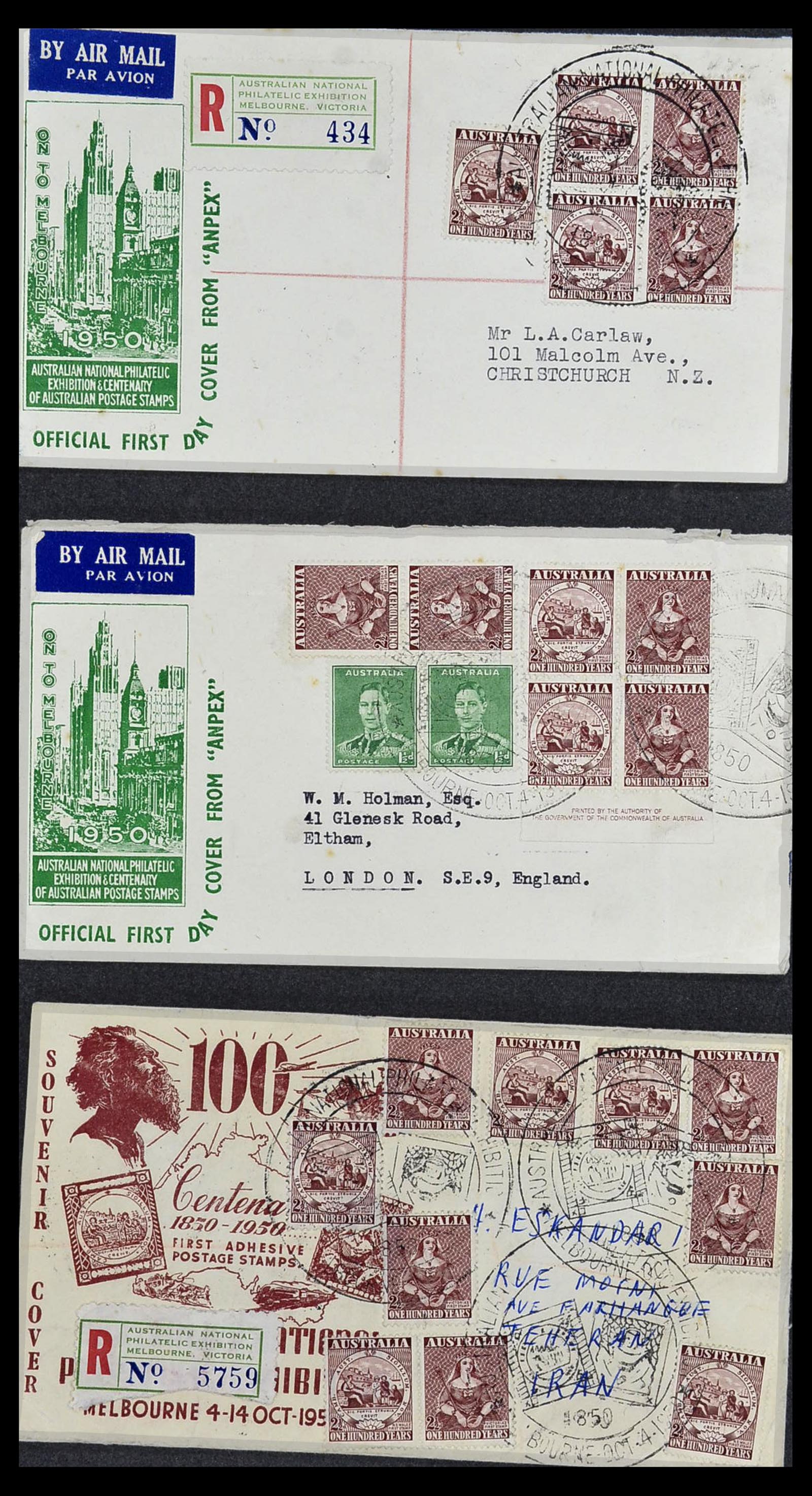 34118 081 - Postzegelverzameling 34118 Australië FDC's 1944-1952.
