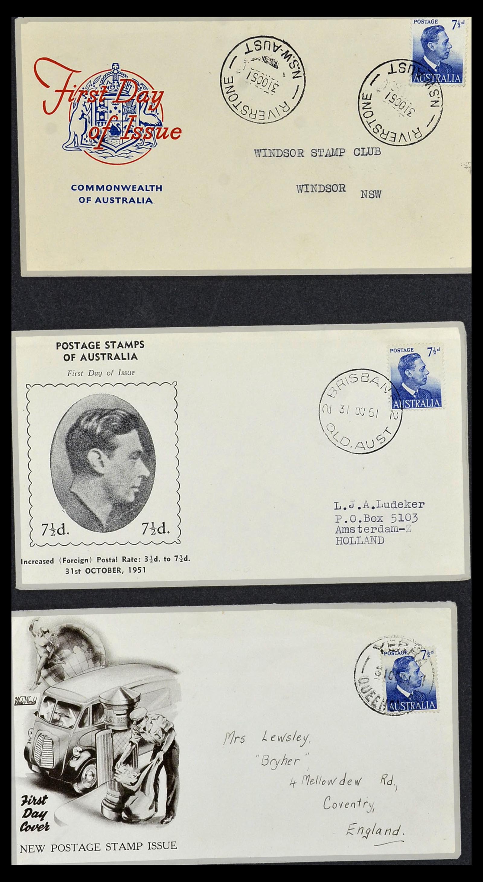 34118 084 - Postzegelverzameling 34118 Australië FDC's 1944-1952.