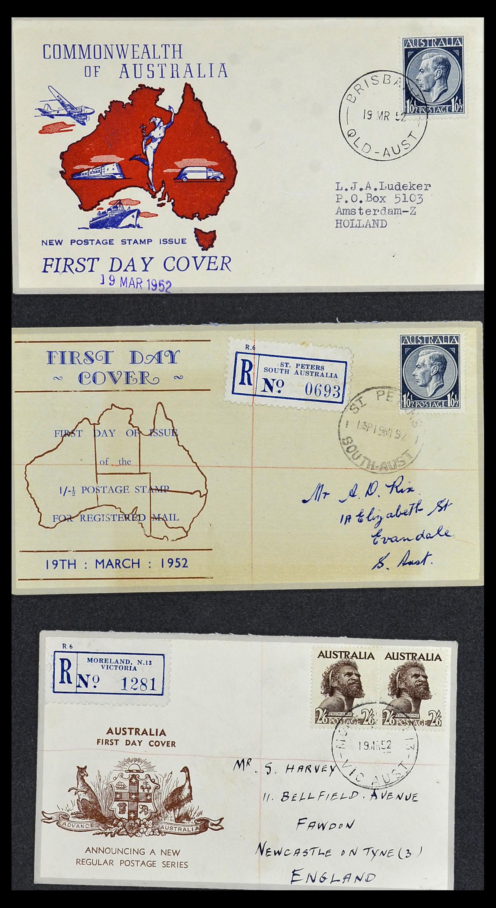 34118 085 - Postzegelverzameling 34118 Australië FDC's 1944-1952.
