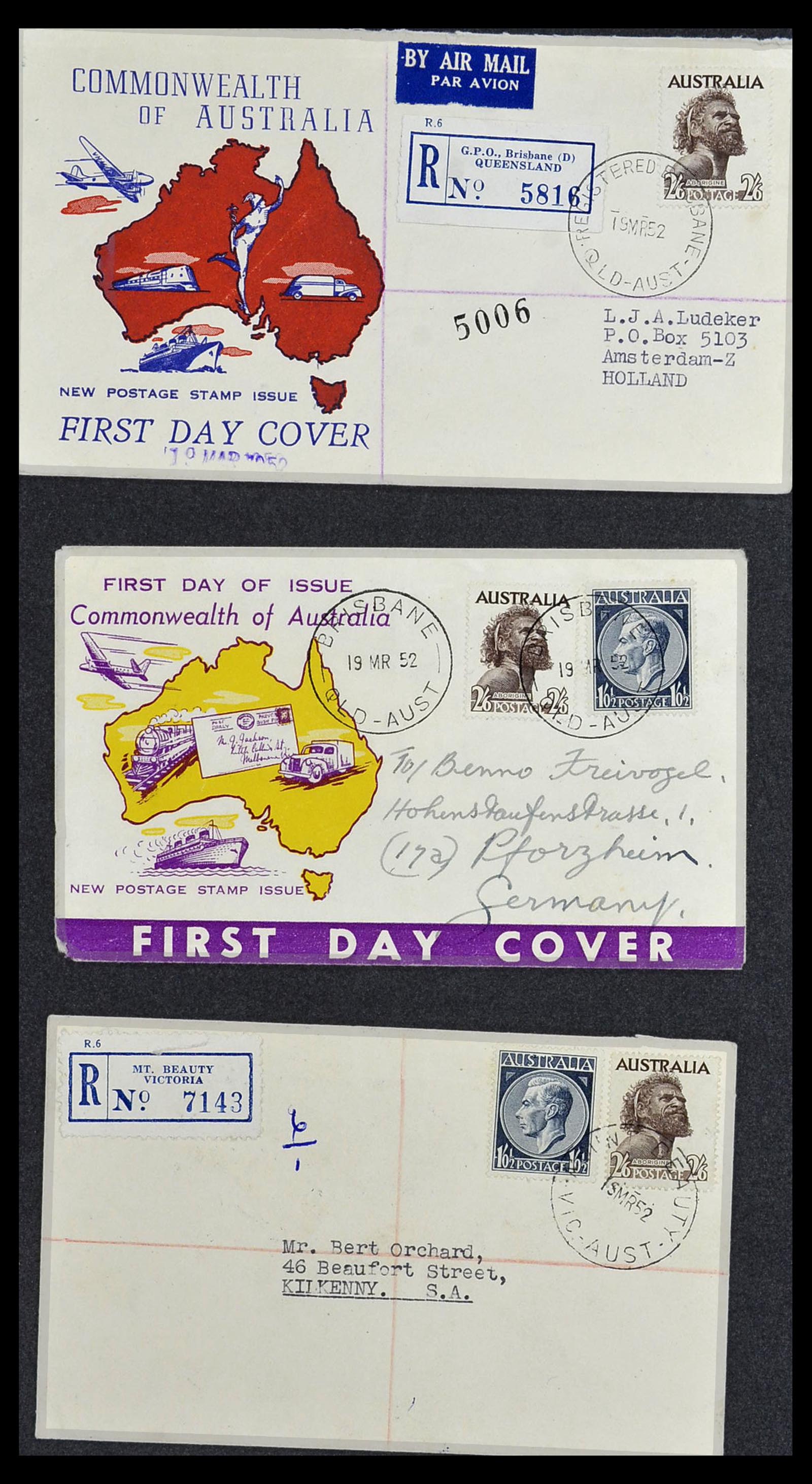 34118 086 - Postzegelverzameling 34118 Australië FDC's 1944-1952.
