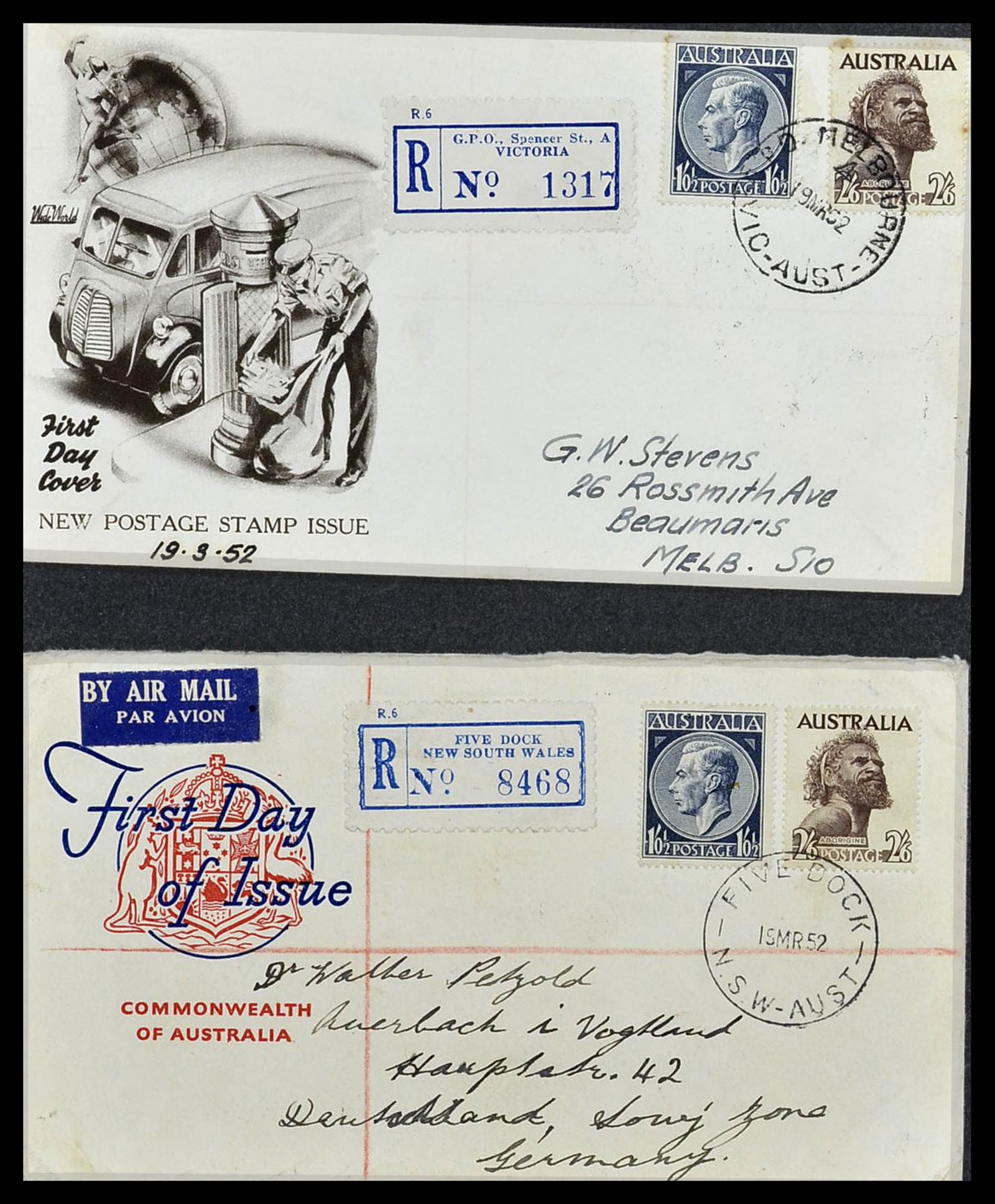 34118 087 - Postzegelverzameling 34118 Australië FDC's 1944-1952.
