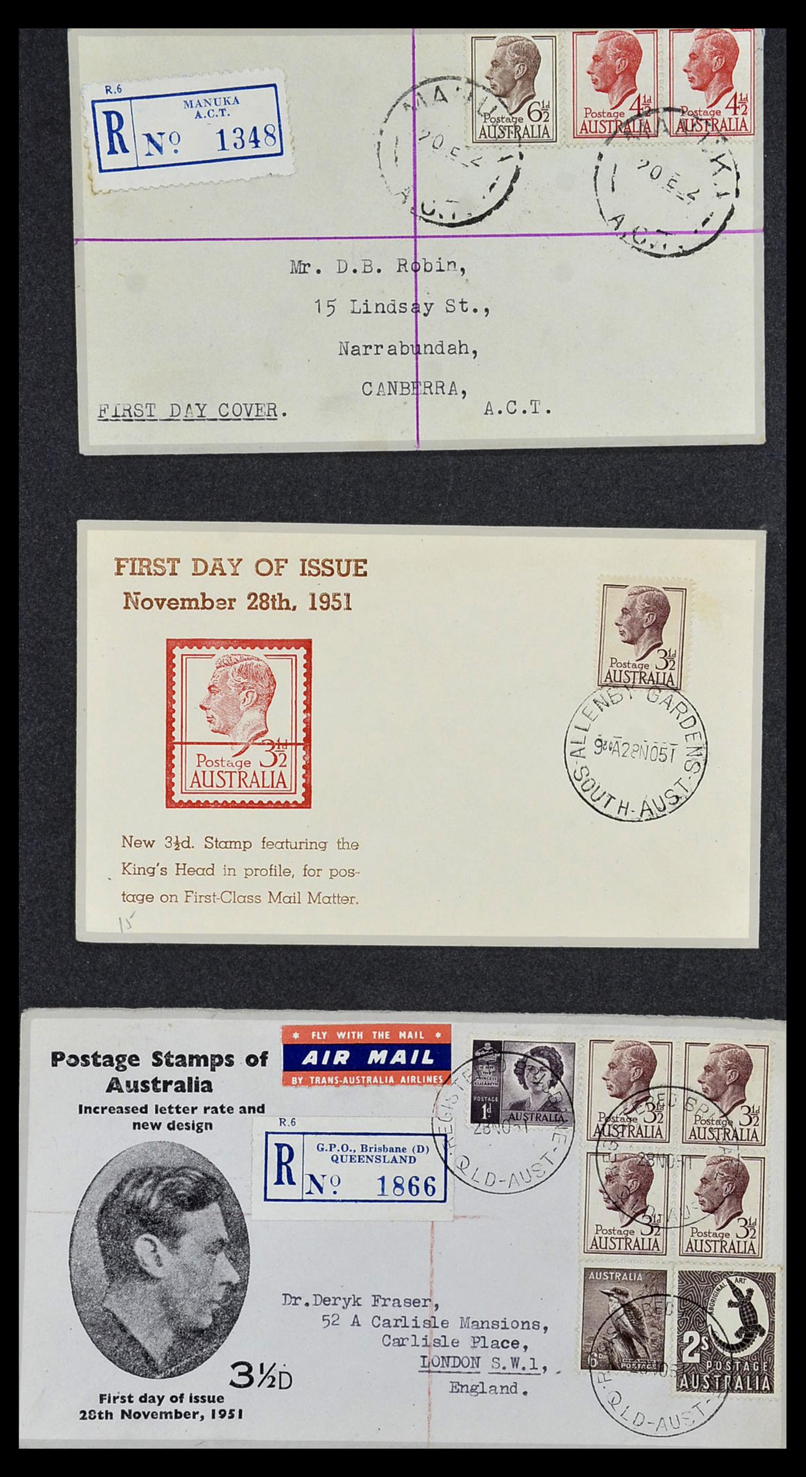 34118 088 - Postzegelverzameling 34118 Australië FDC's 1944-1952.
