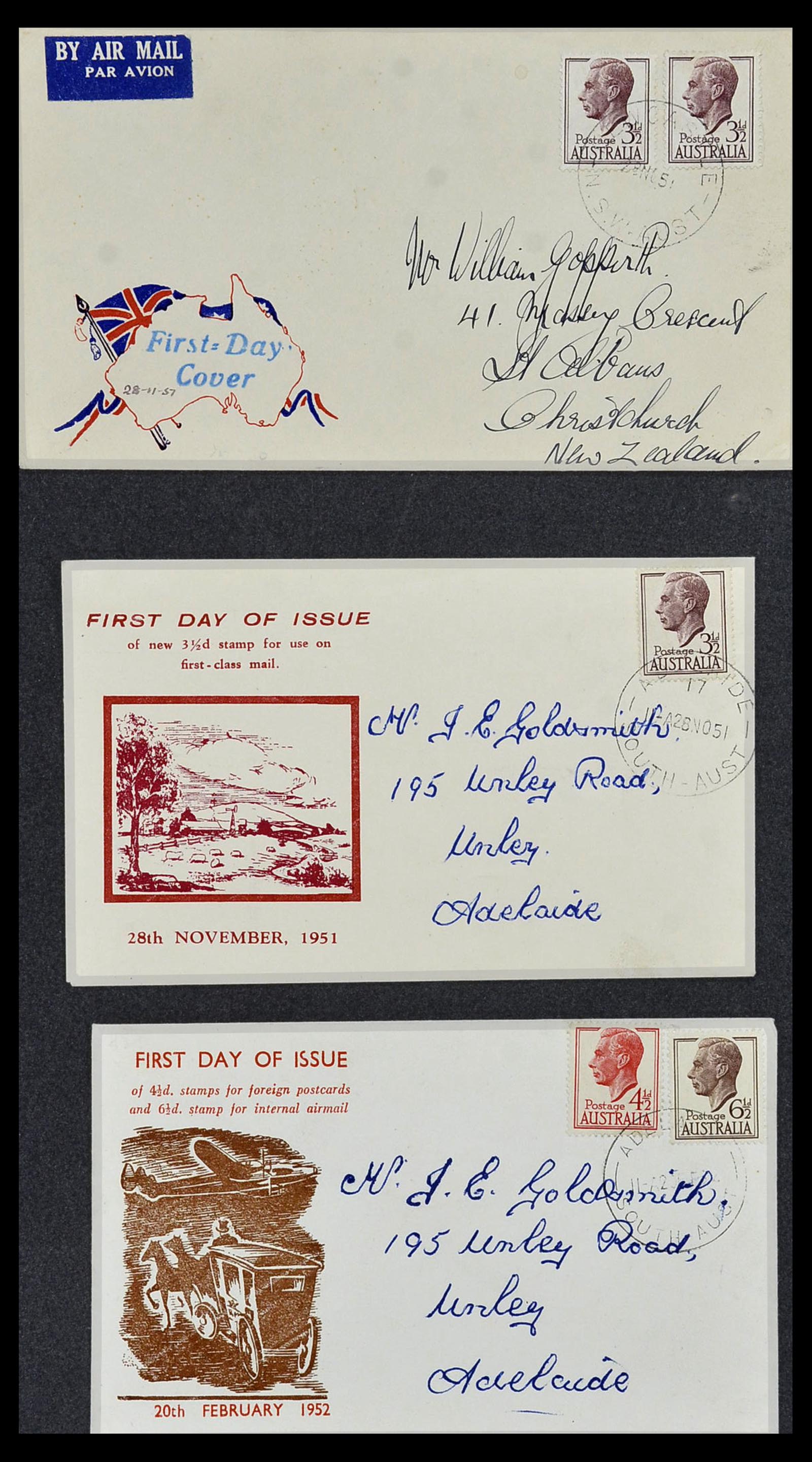 34118 089 - Postzegelverzameling 34118 Australië FDC's 1944-1952.