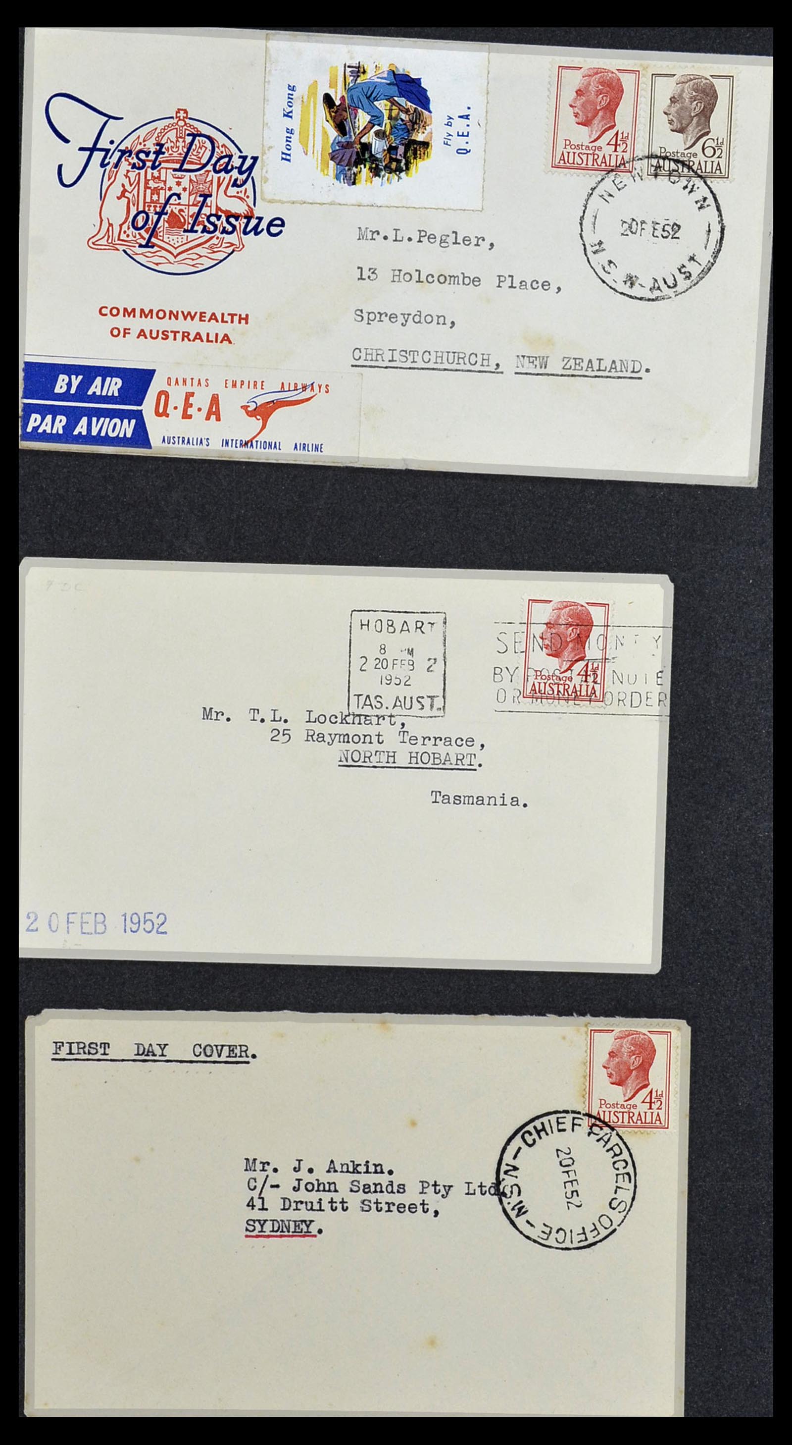 34118 090 - Postzegelverzameling 34118 Australië FDC's 1944-1952.