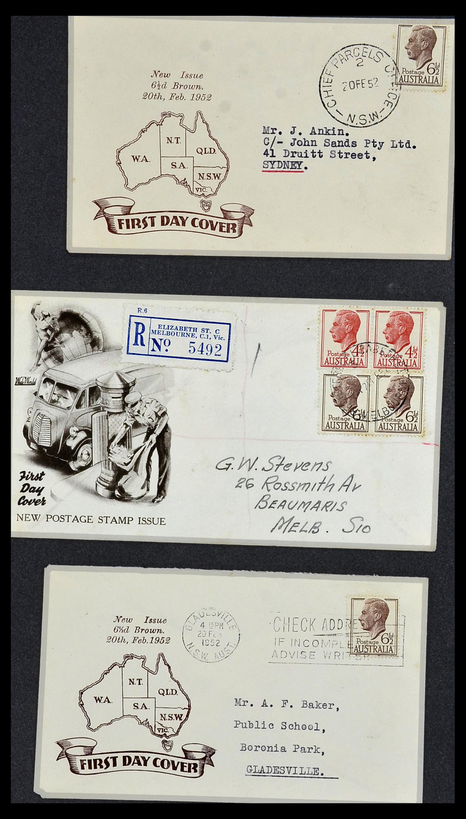 34118 091 - Postzegelverzameling 34118 Australië FDC's 1944-1952.