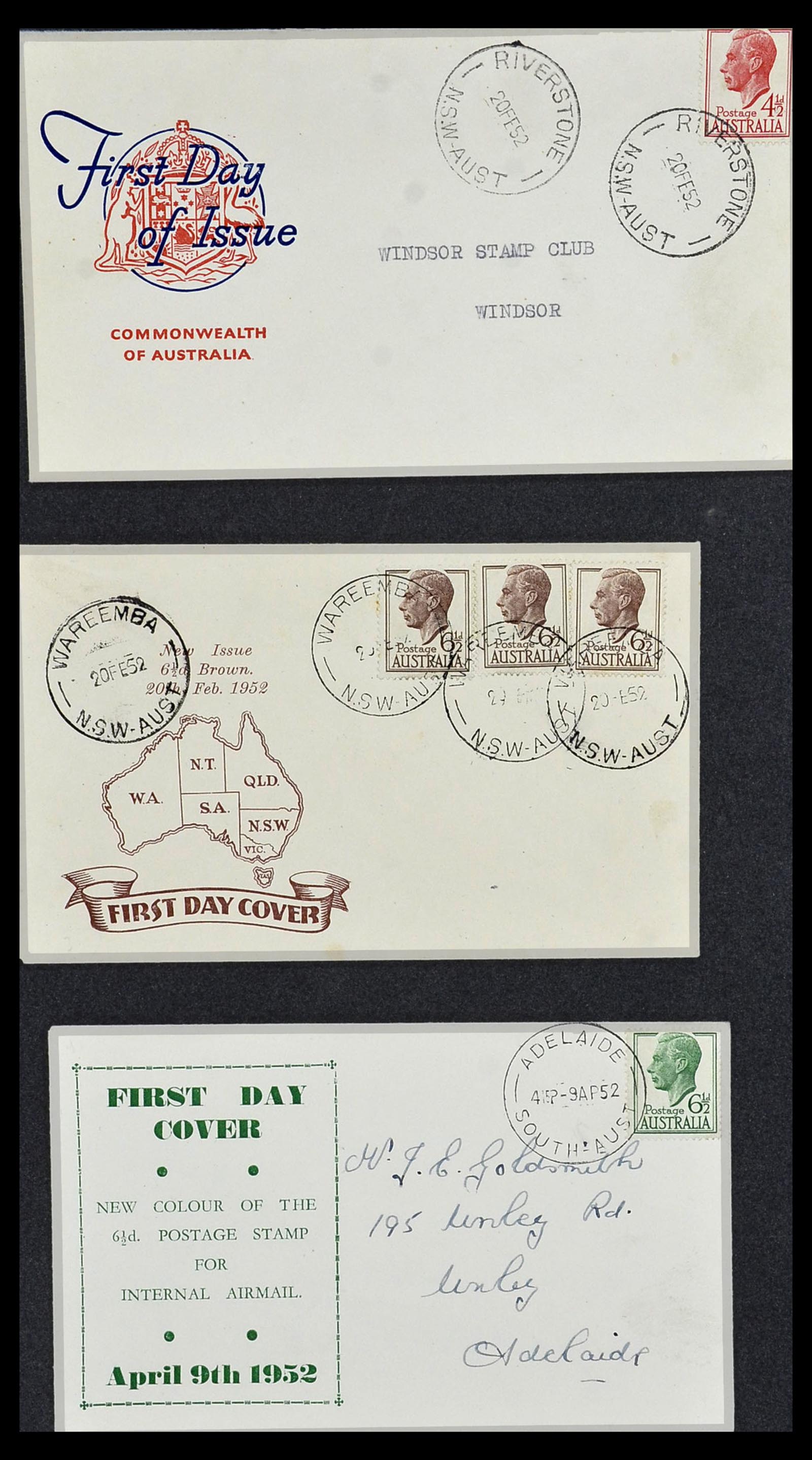 34118 092 - Postzegelverzameling 34118 Australië FDC's 1944-1952.