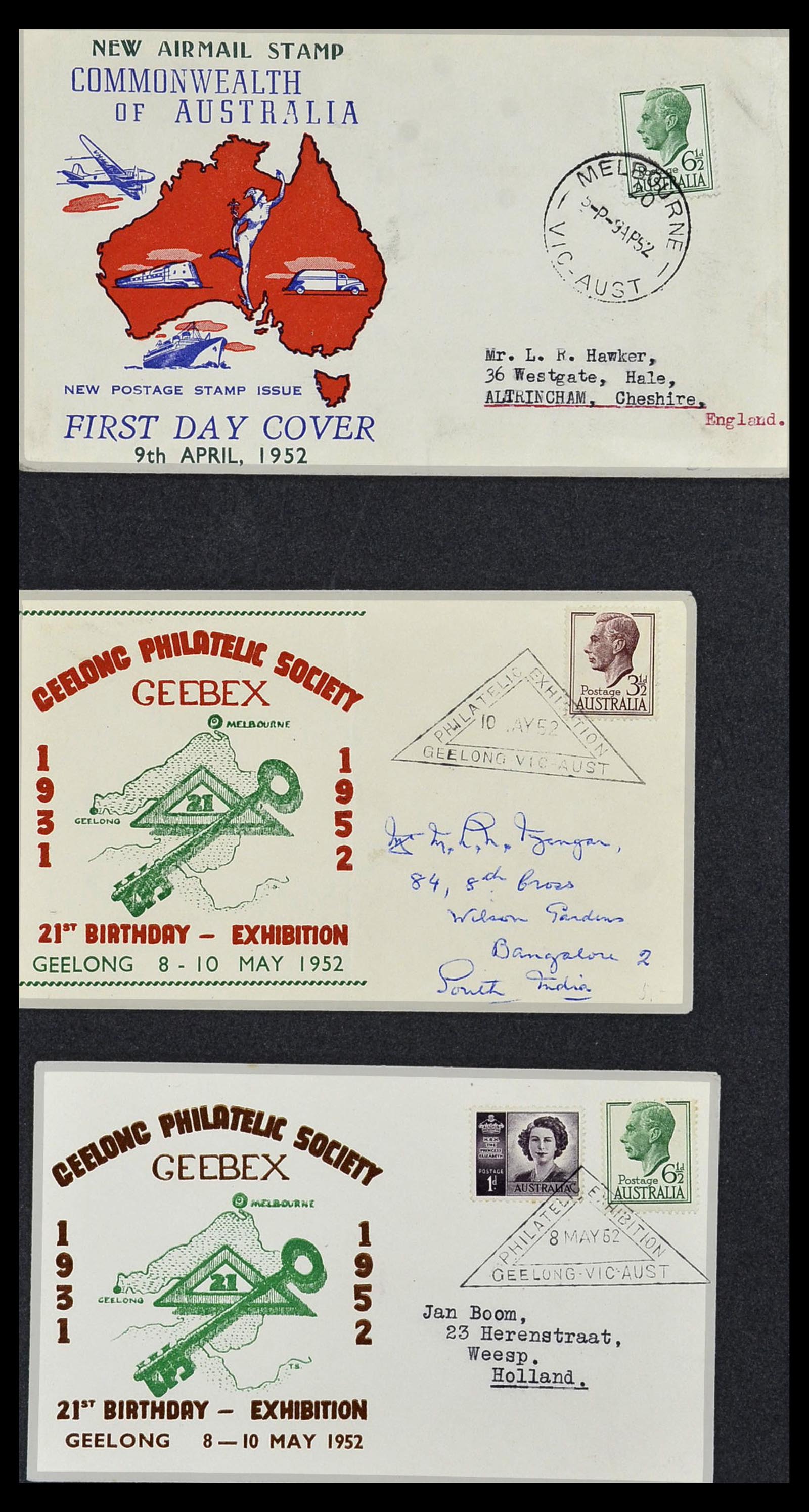 34118 093 - Postzegelverzameling 34118 Australië FDC's 1944-1952.