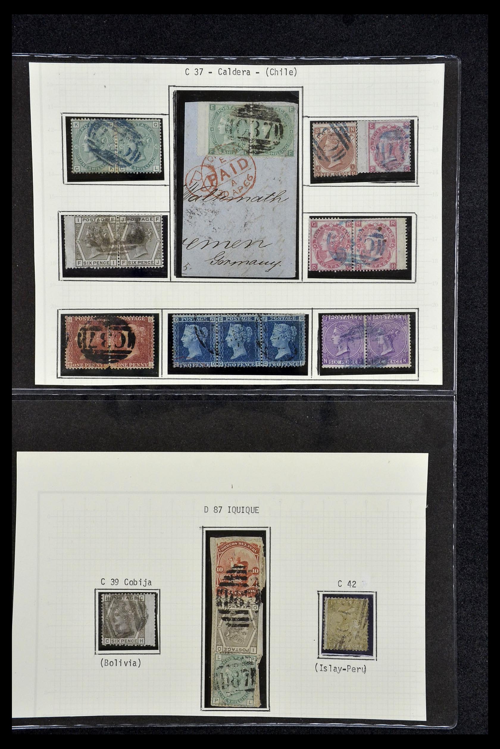 34125 002 - Postzegelverzameling 34125 Engeland used in Chili 1858-1878.