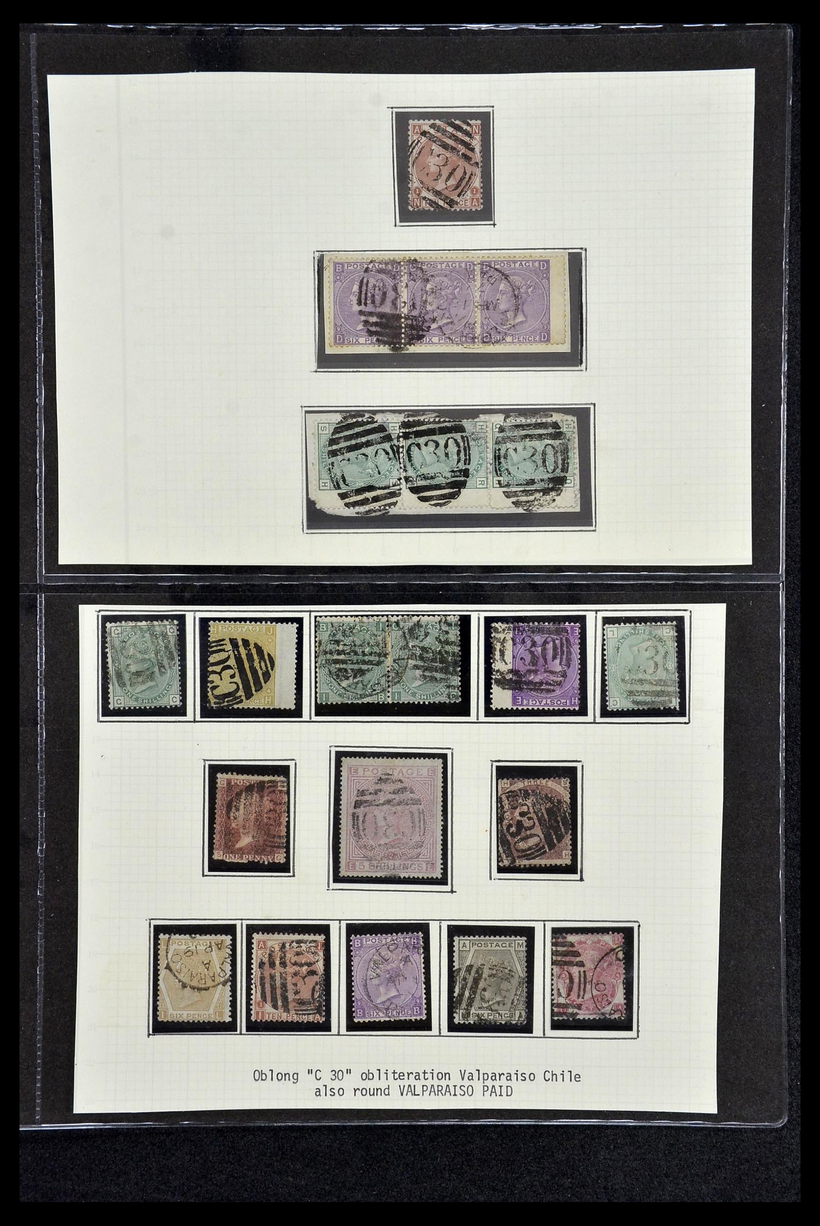 34125 003 - Stamp collection 34125 Great Britain used in Chile 1858-1878.