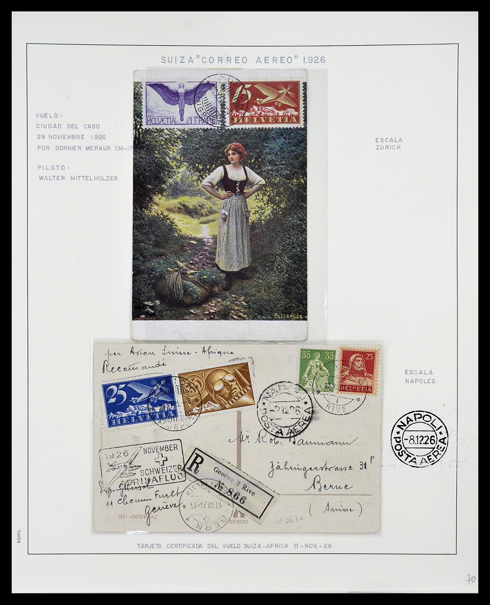34137 001 - Postzegelverzameling 34137 Zwitserland luchtpostbrieven 1923-1963.