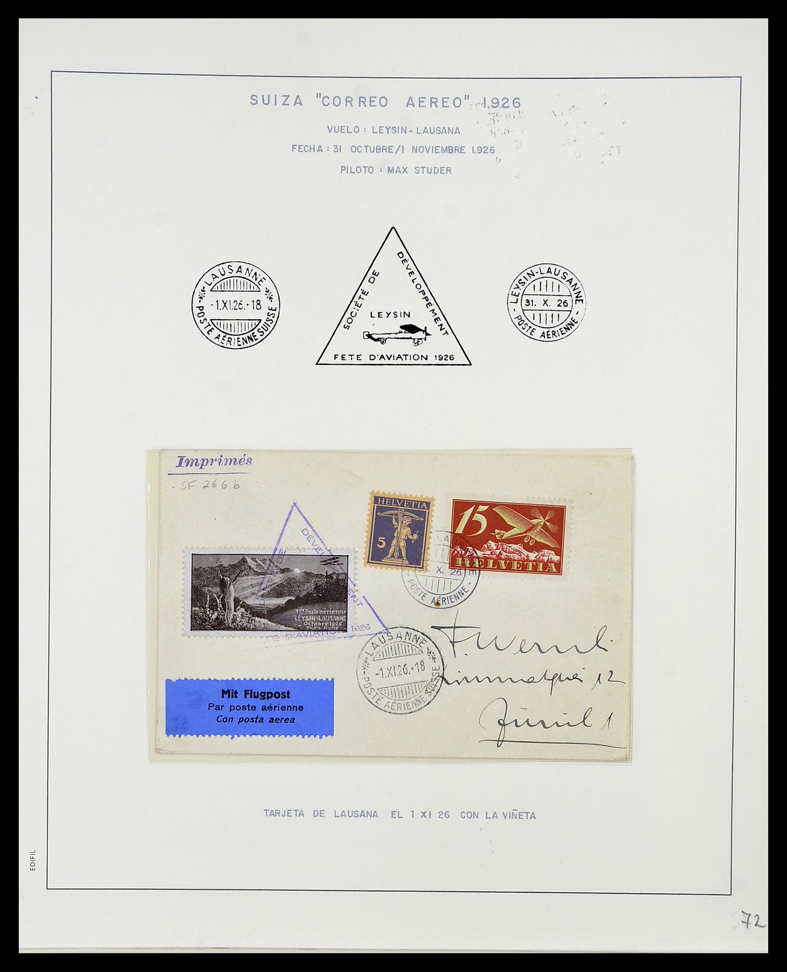 34137 003 - Postzegelverzameling 34137 Zwitserland luchtpostbrieven 1923-1963.