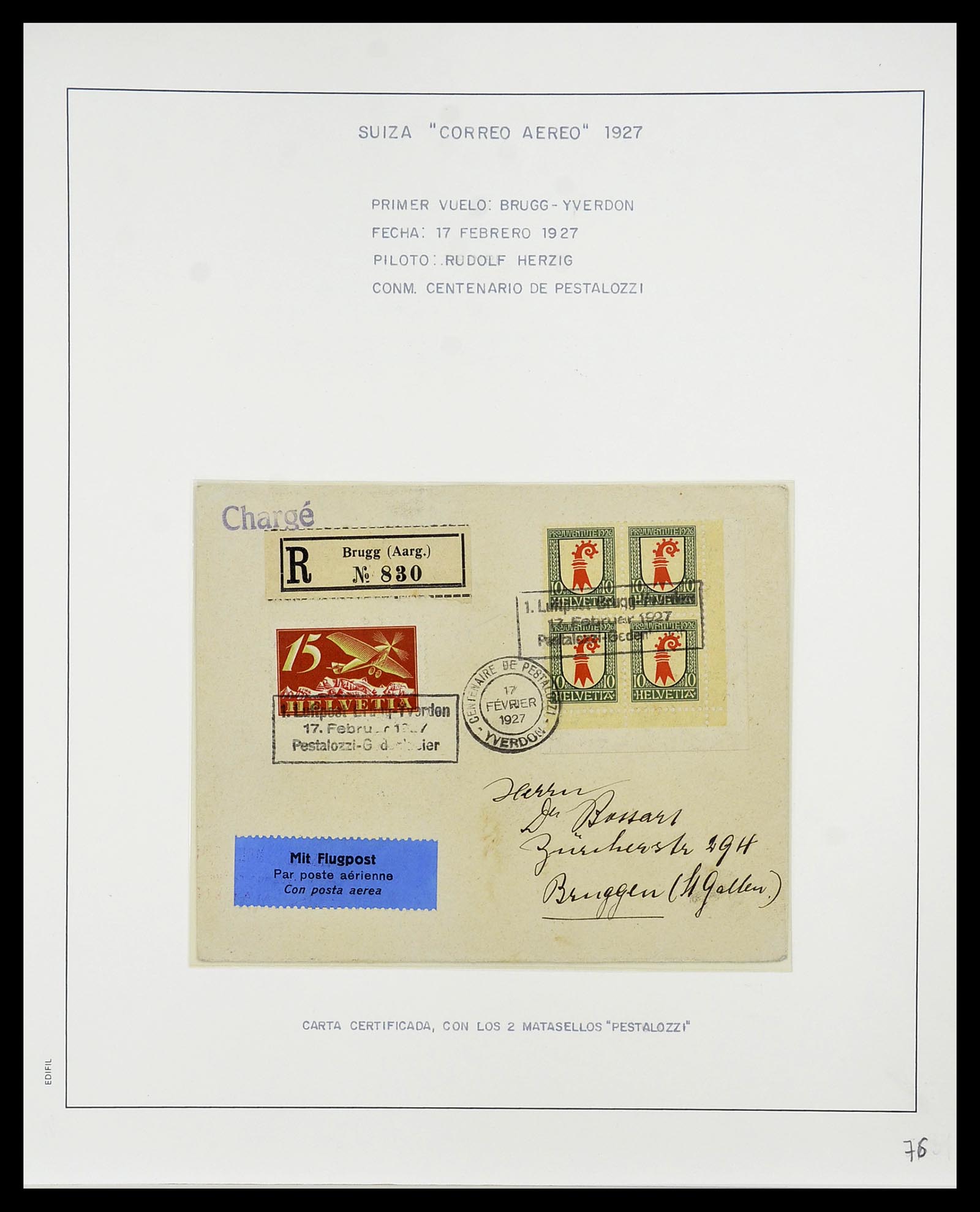 34137 005 - Postzegelverzameling 34137 Zwitserland luchtpostbrieven 1923-1963.
