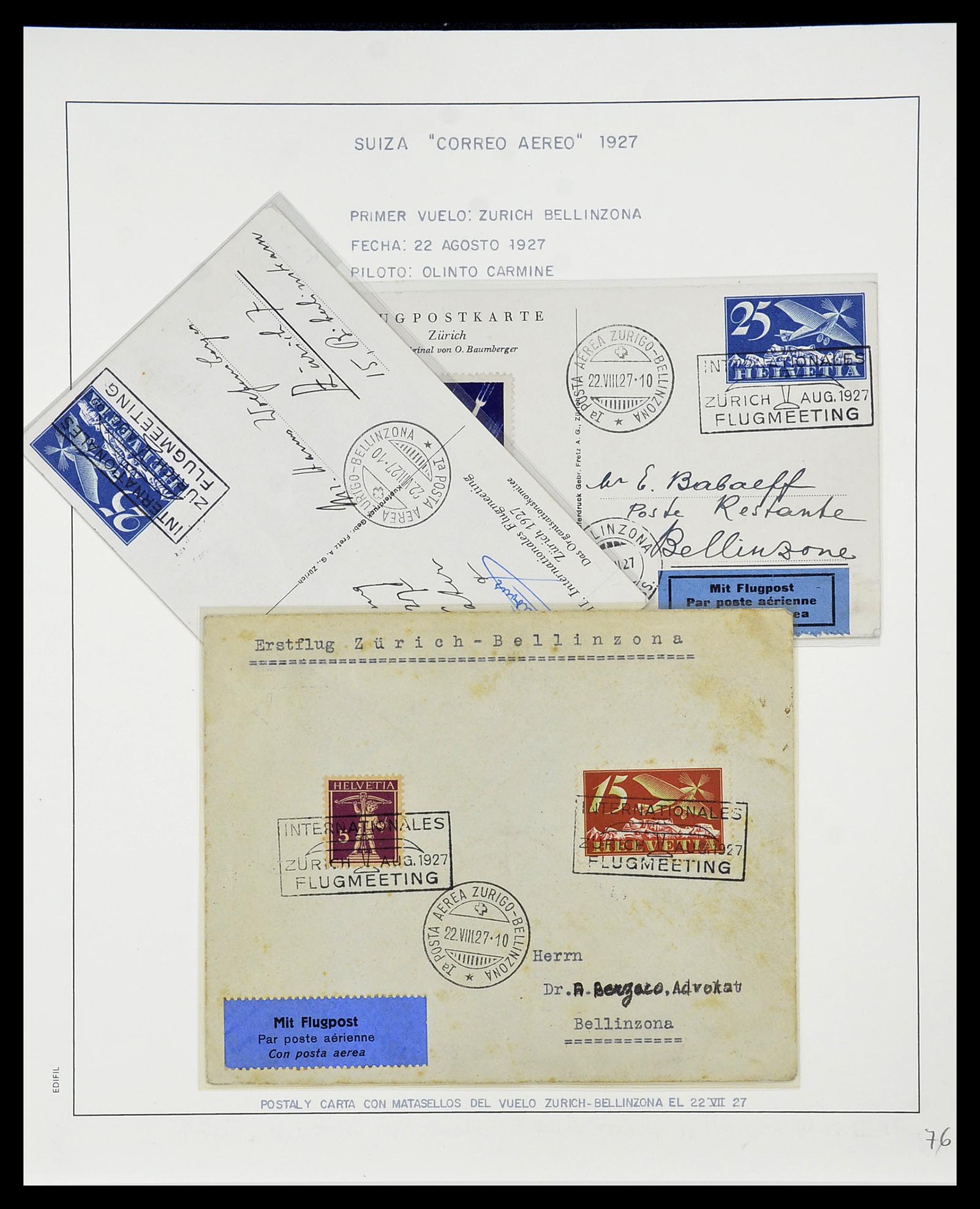 34137 009 - Postzegelverzameling 34137 Zwitserland luchtpostbrieven 1923-1963.