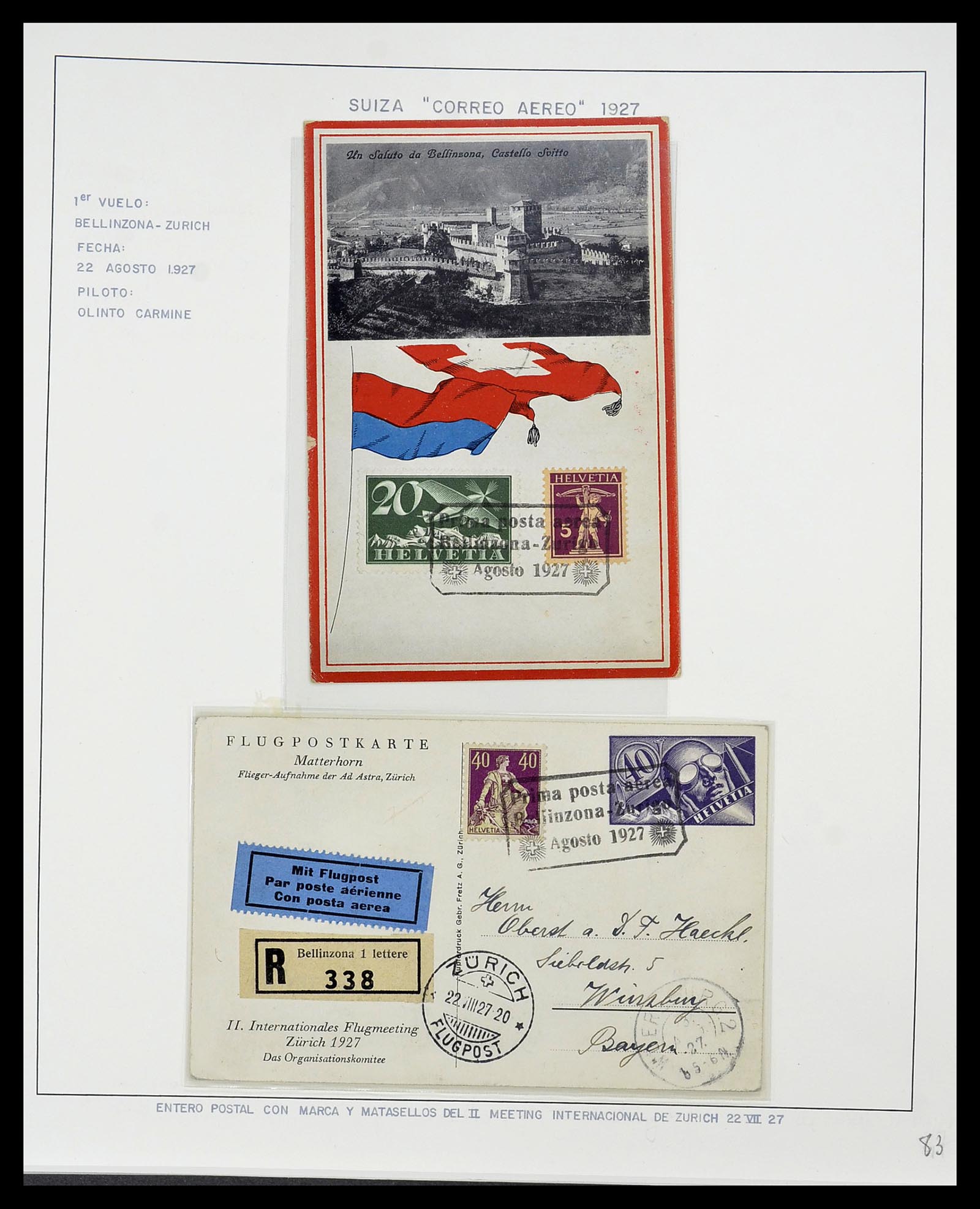 34137 011 - Postzegelverzameling 34137 Zwitserland luchtpostbrieven 1923-1963.