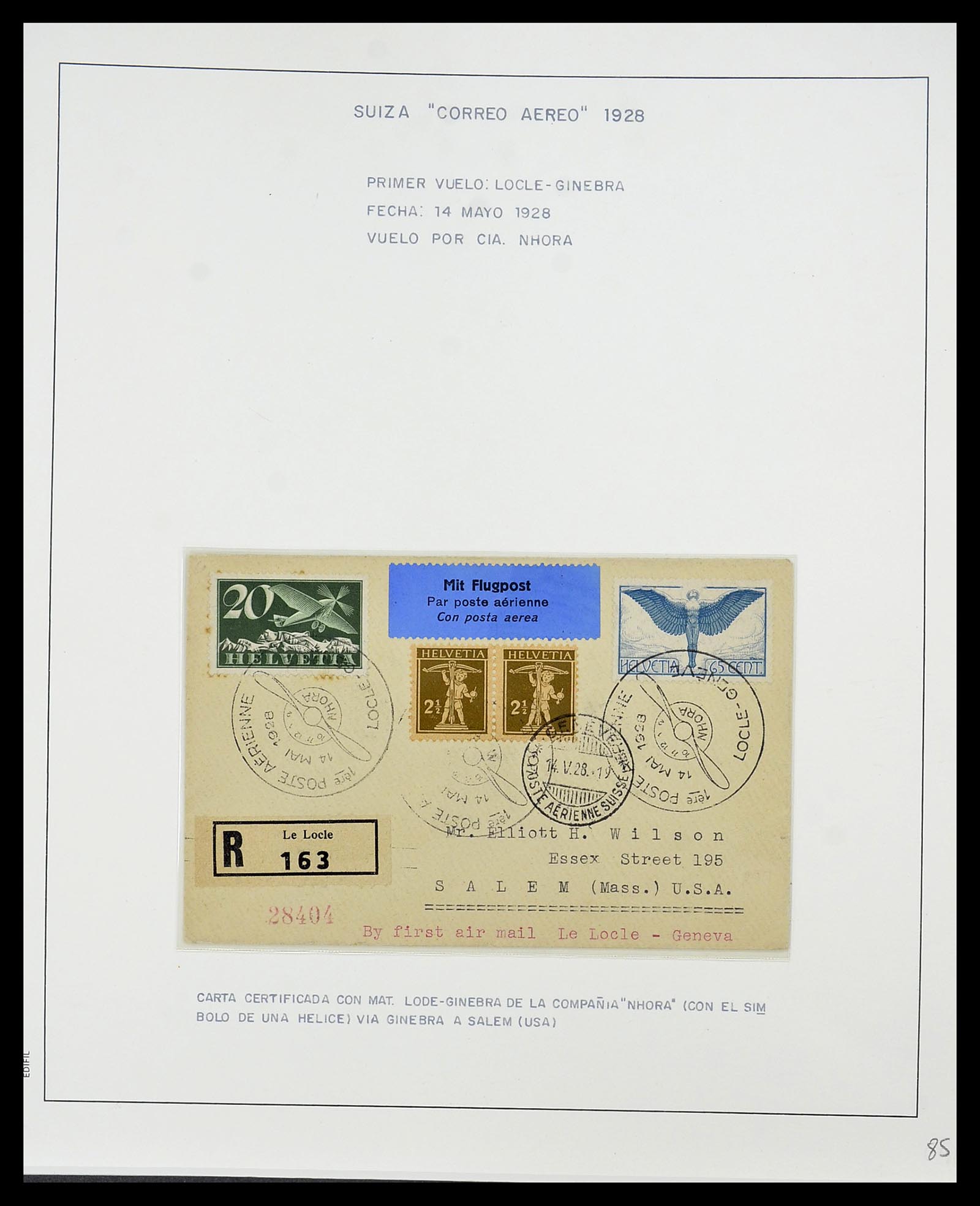 34137 013 - Postzegelverzameling 34137 Zwitserland luchtpostbrieven 1923-1963.