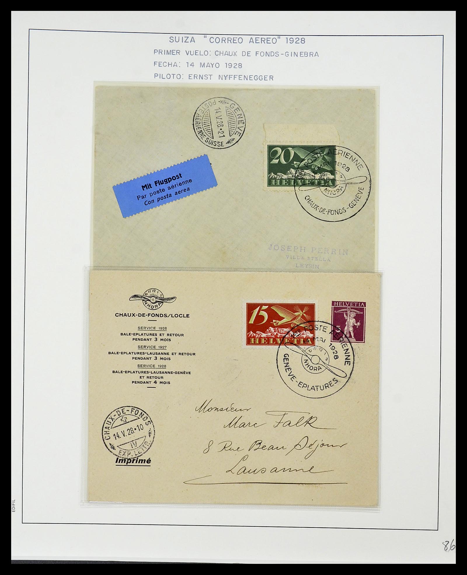 34137 014 - Postzegelverzameling 34137 Zwitserland luchtpostbrieven 1923-1963.