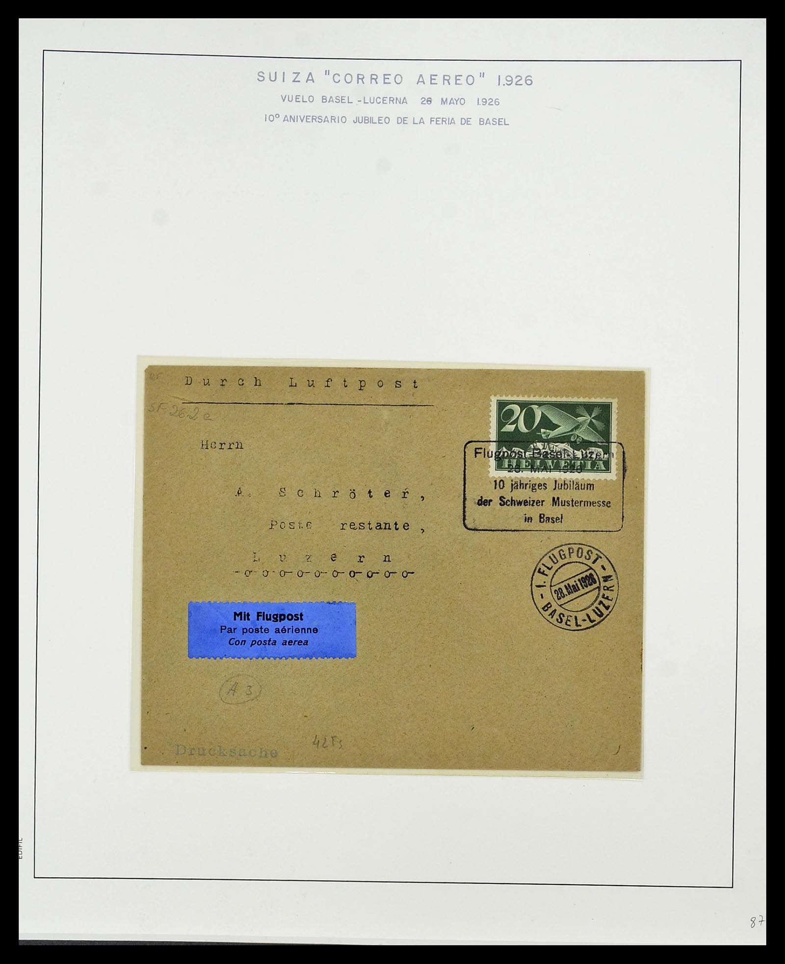 34137 015 - Postzegelverzameling 34137 Zwitserland luchtpostbrieven 1923-1963.