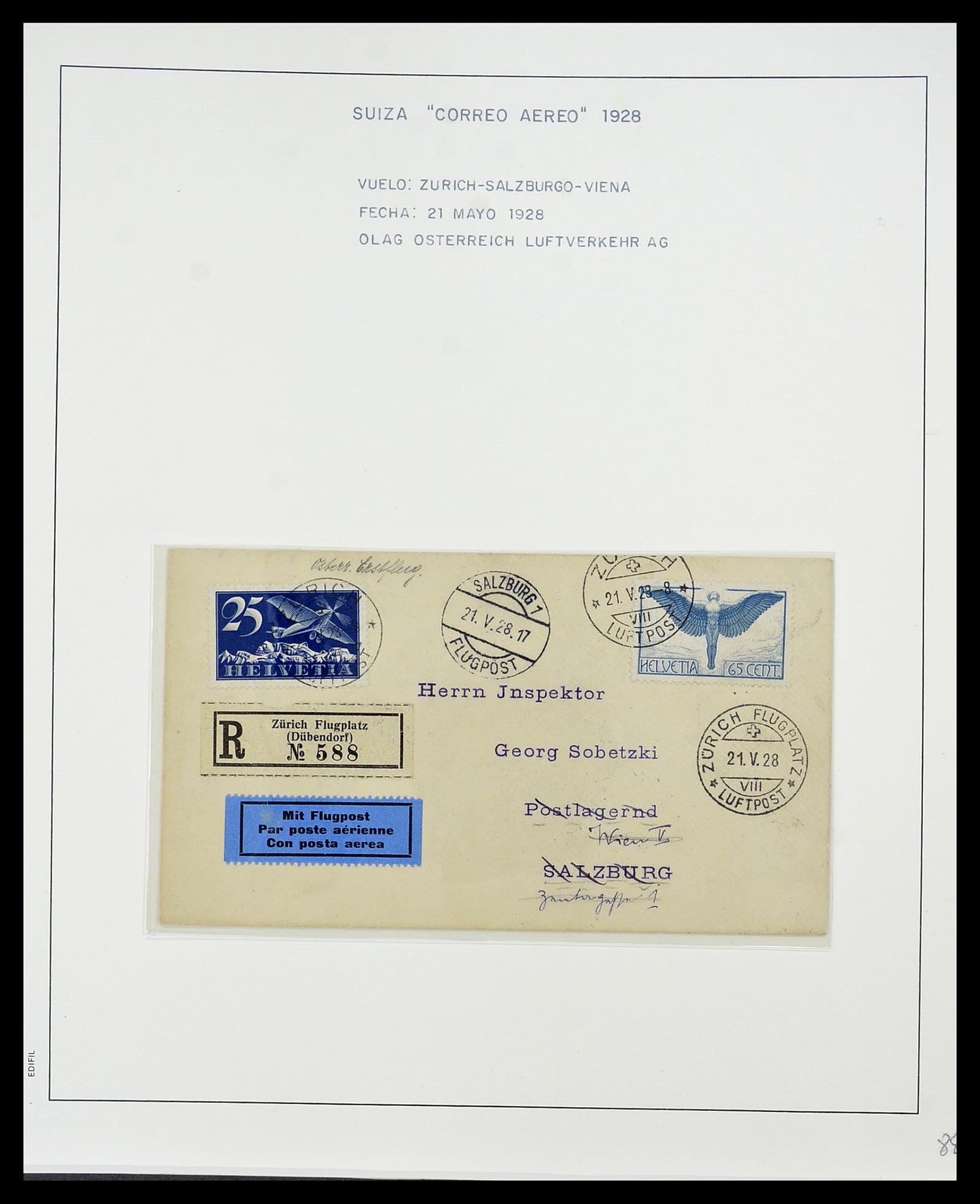 34137 016 - Postzegelverzameling 34137 Zwitserland luchtpostbrieven 1923-1963.