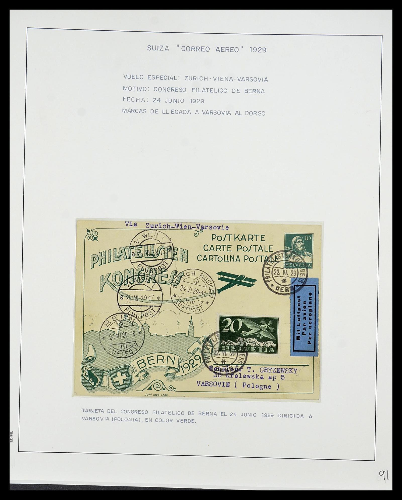 34137 019 - Postzegelverzameling 34137 Zwitserland luchtpostbrieven 1923-1963.