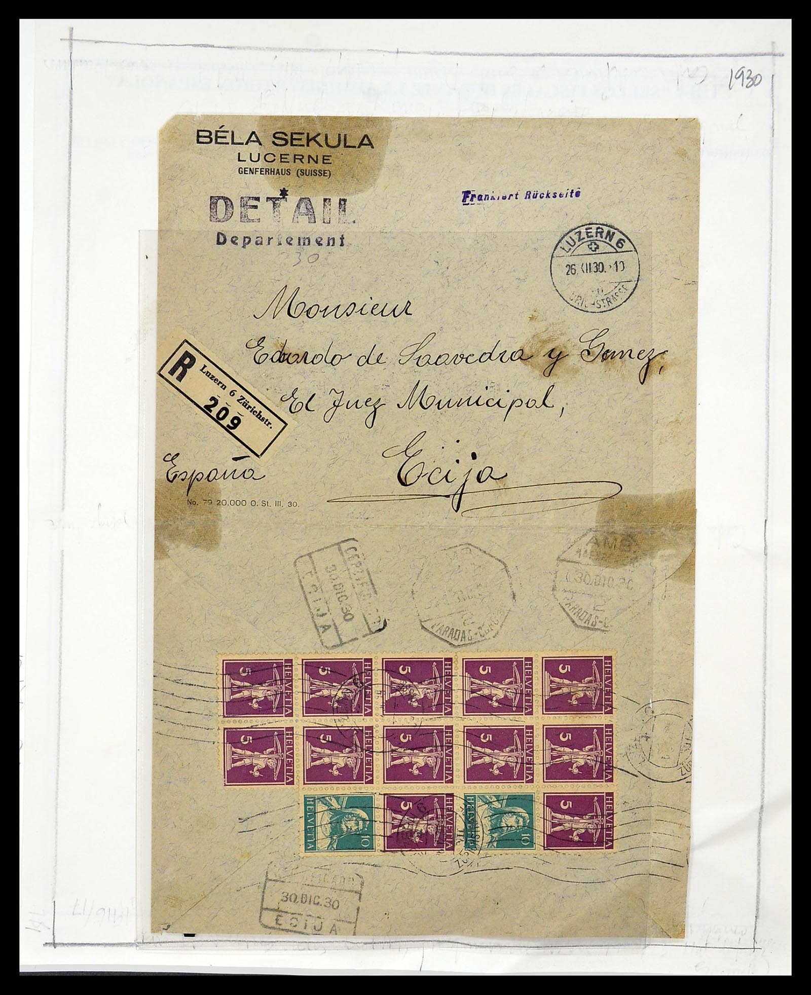 34137 020 - Postzegelverzameling 34137 Zwitserland luchtpostbrieven 1923-1963.